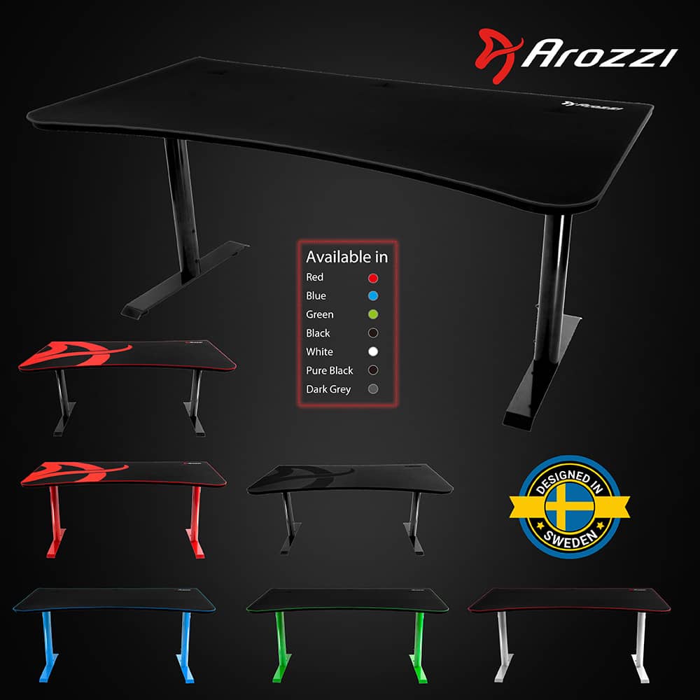 Arozzi - Arena Ultrawide Curved Gaming Desk - Pure Black - Image 9