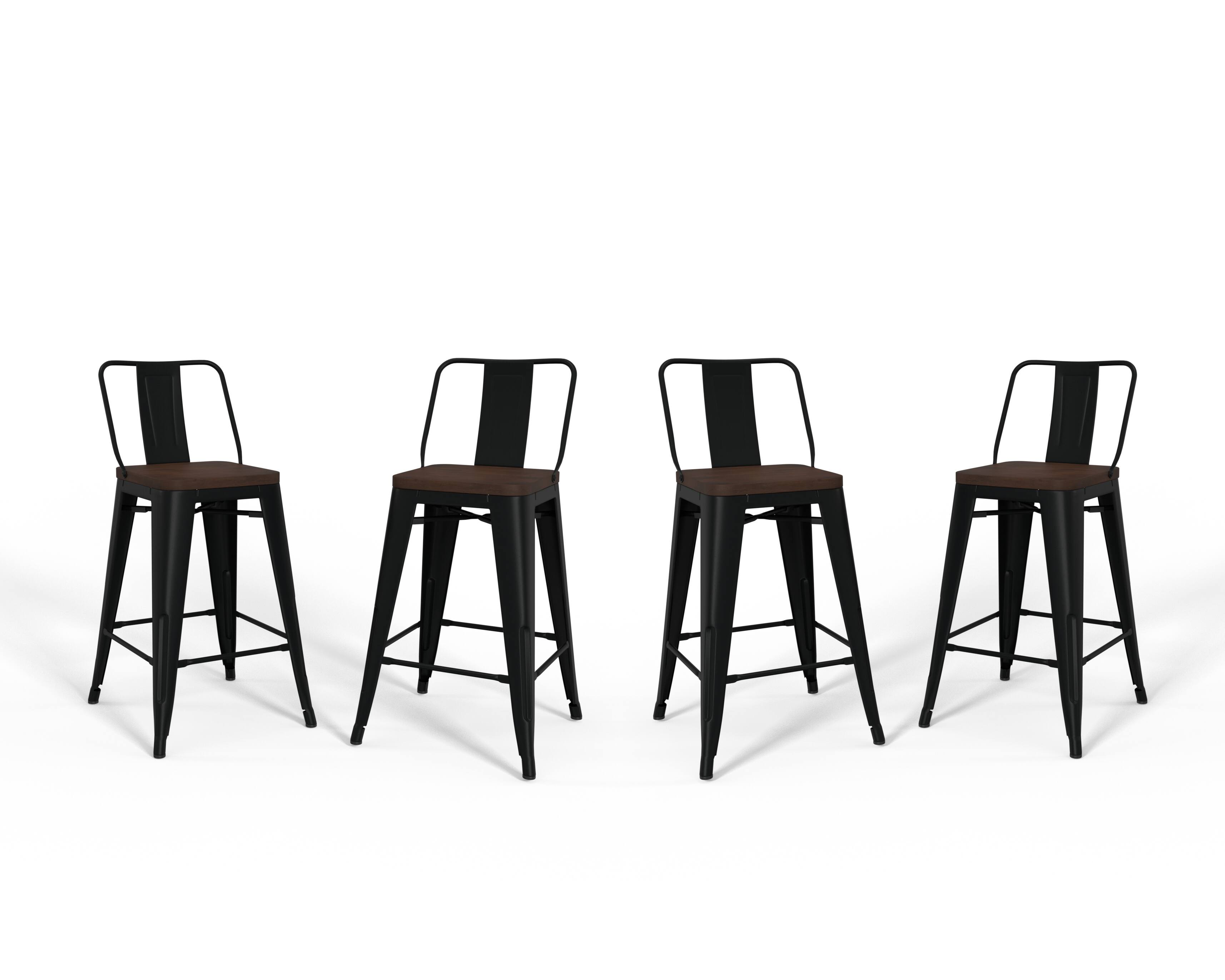 Simpli Home - Rayne Metal and Wood Counter Height Stool (Set of 4) - Black - Image 2