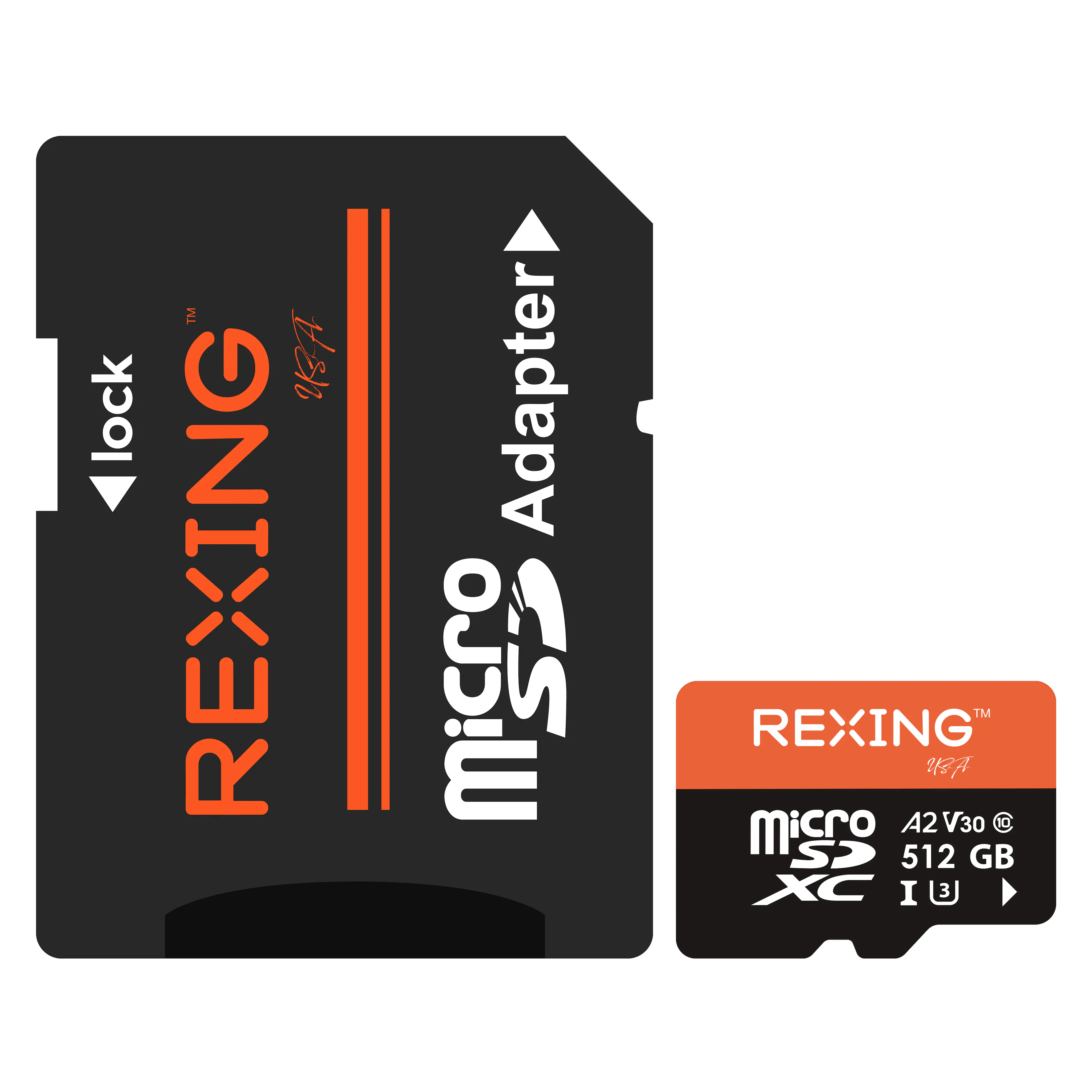 Rexing - 512GB MicroSDXC UHS-3 Full HD Video High Speed Transfer Monitoring SD Memory Card with Adapter - Image 2