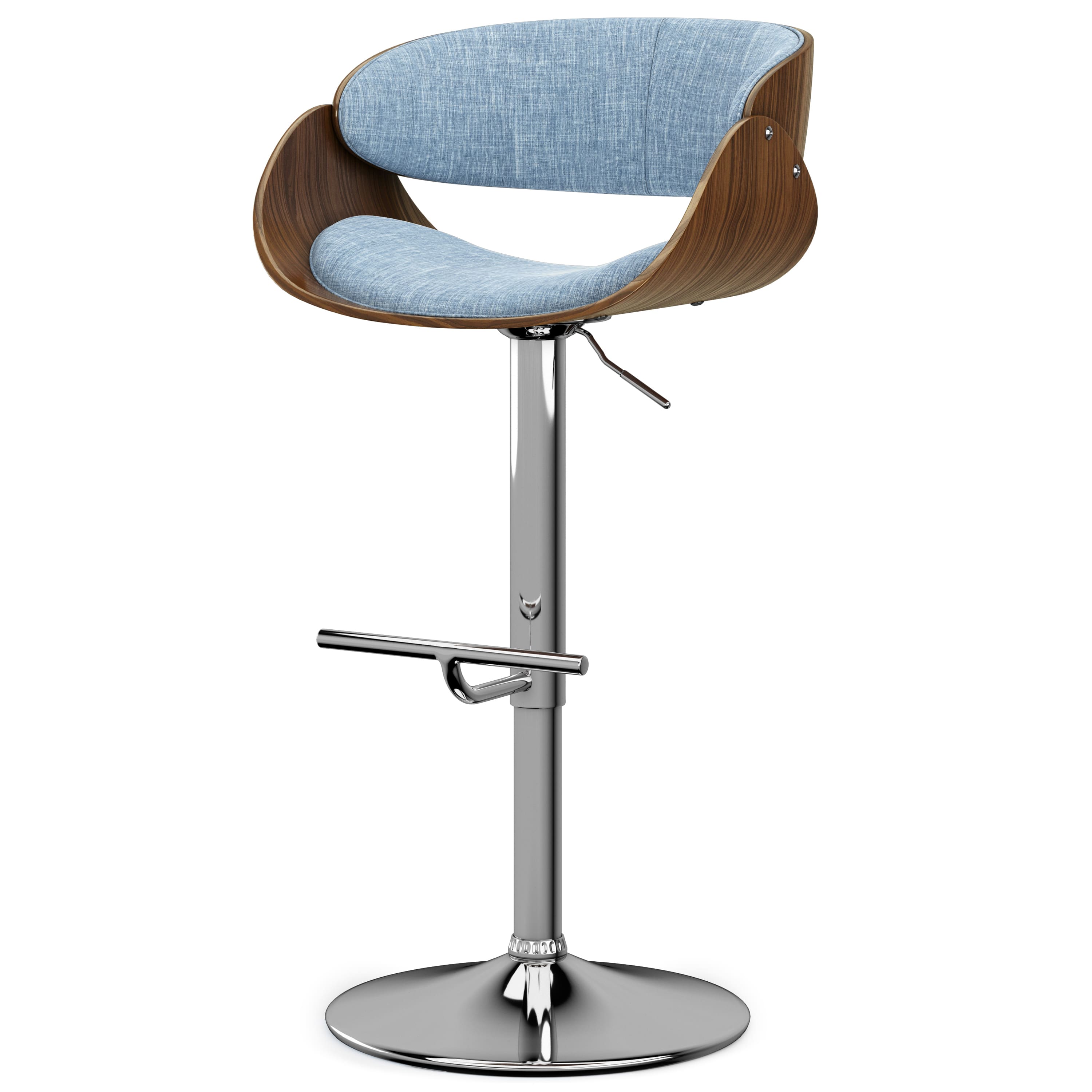 Simpli Home - Amery Mid Century Modern Metal Adjustable Swivel Bar Stool - Denim Blue - Image 2