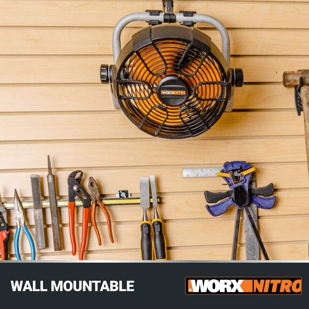 WORX - Nitro 20V Power Share Cordless 9" Work Fan with Battery and Charger - Black - Image 7