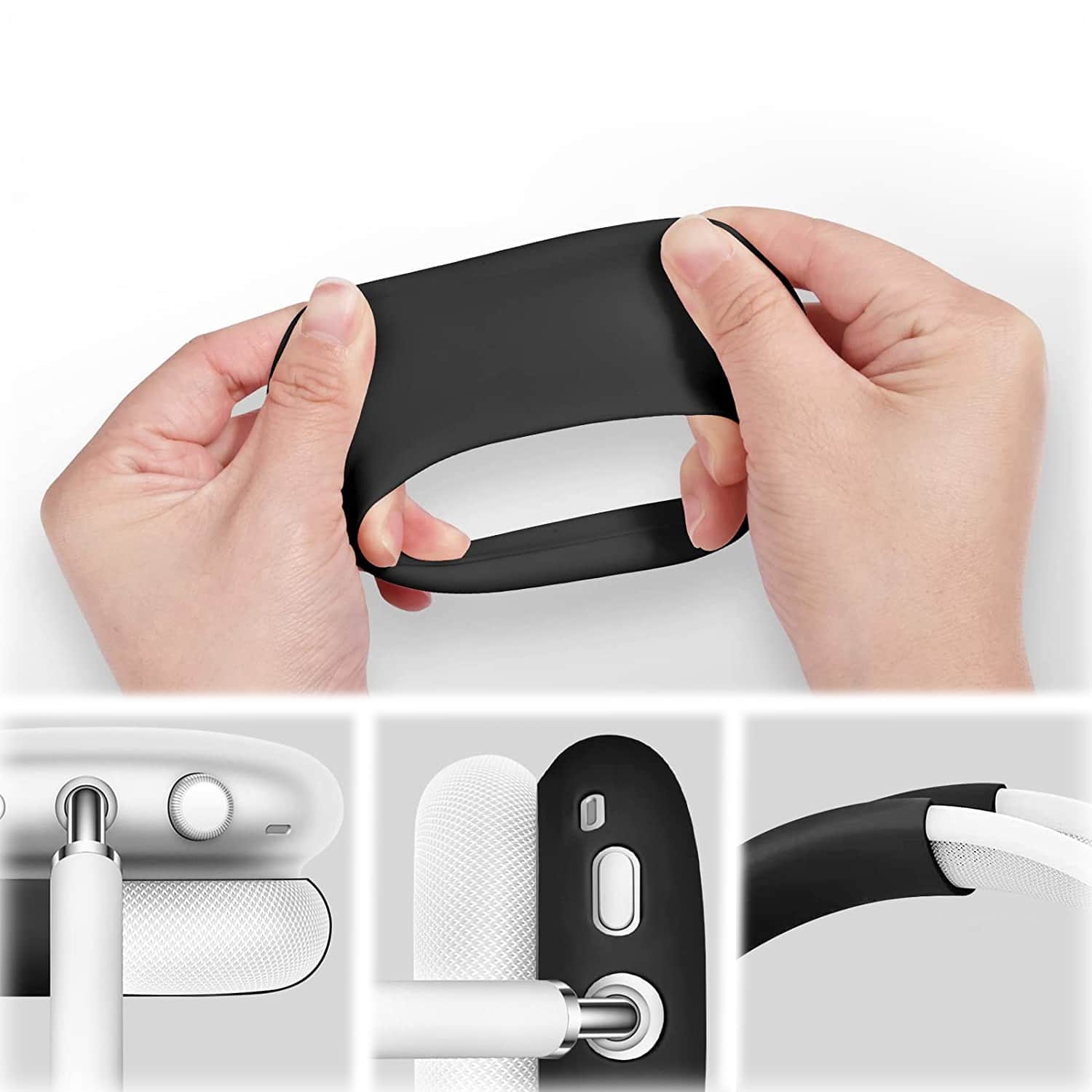 SaharaCase - Silicone Combo Kit Case for Apple AirPods Max Headphones - Black - Image 7