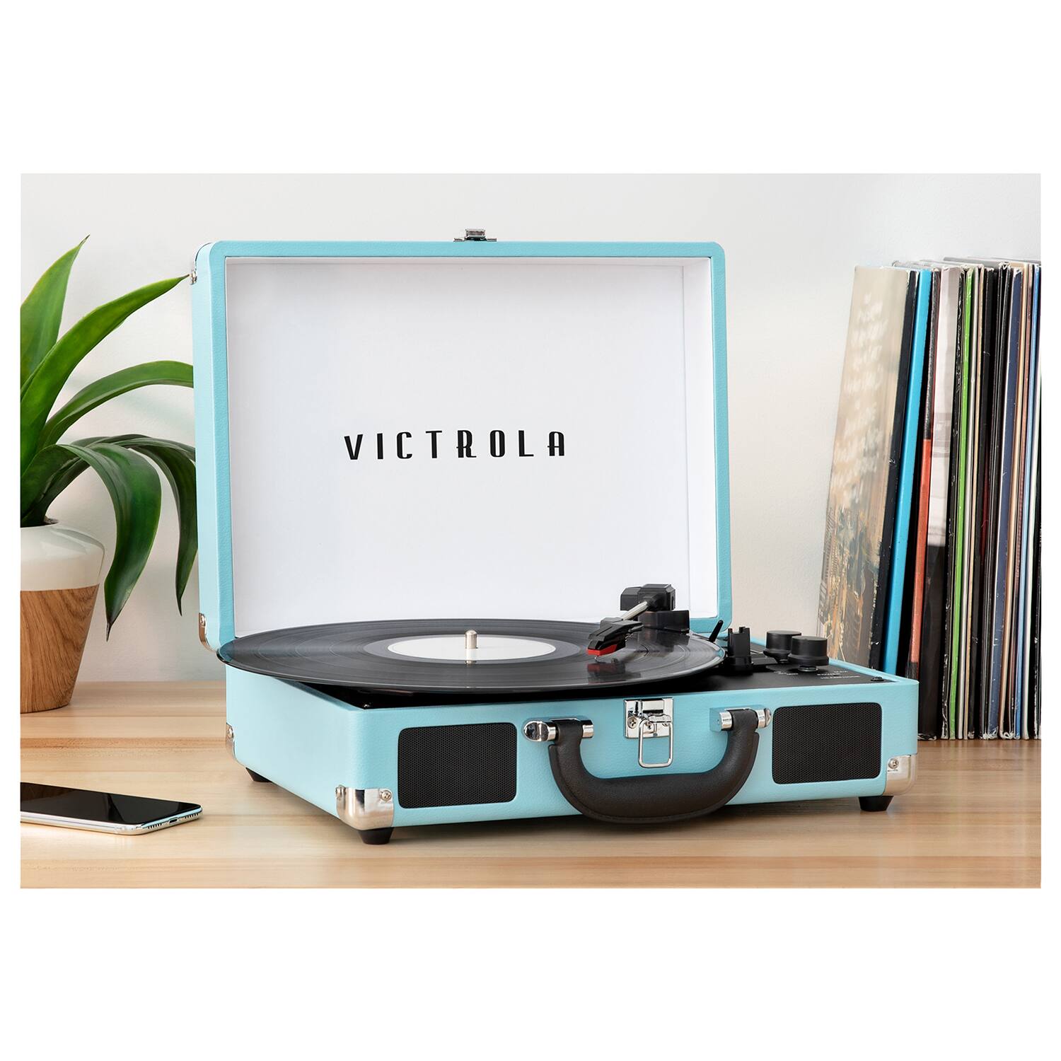 Victrola - Journey+ Bluetooth Suitcase Record Player - Turquoise - Image 2
