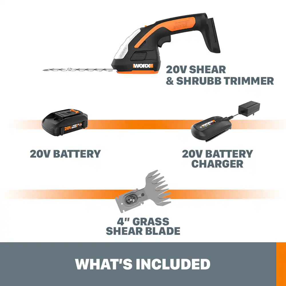 WORX - 20V Power Share Cordless 8" 2-in-1 Hedge Trimmer - Black - Image 7