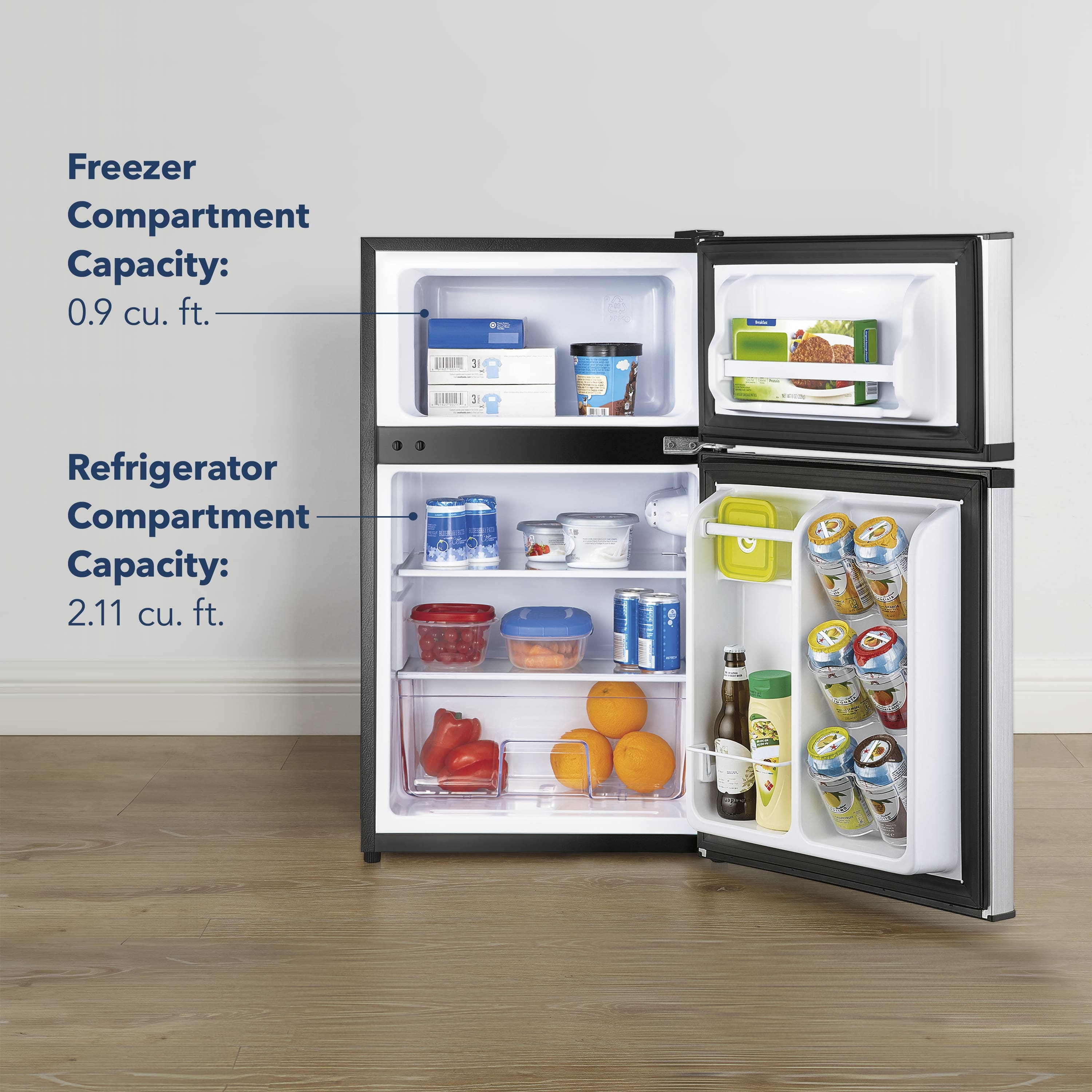 Insignia™ - 3.0 Cu. Ft. Mini Fridge with Top Freezer and ENERGY STAR Certification - Stainless steel - Image 7