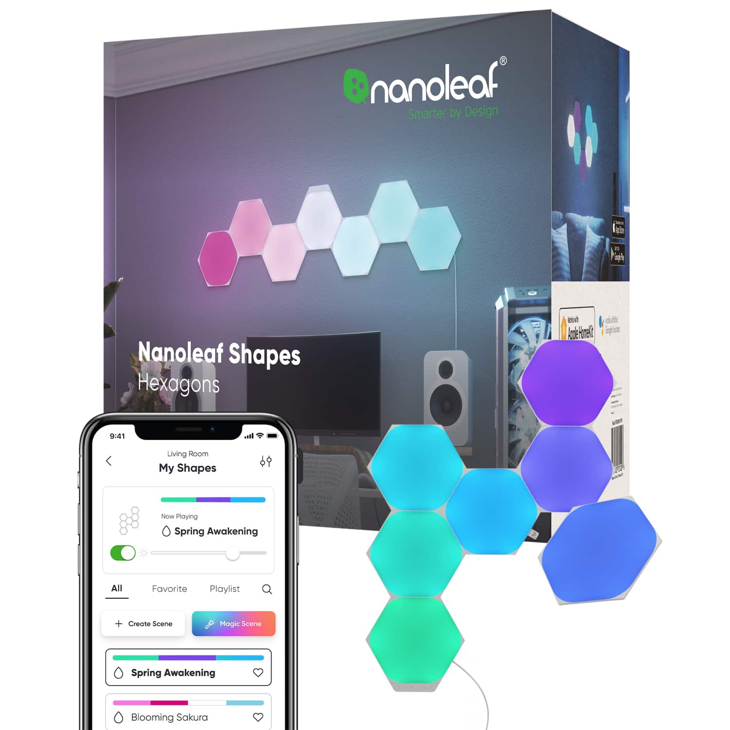 Nanoleaf - Shapes Hexagons Smarter Kit (7 Panels) - Multicolor
