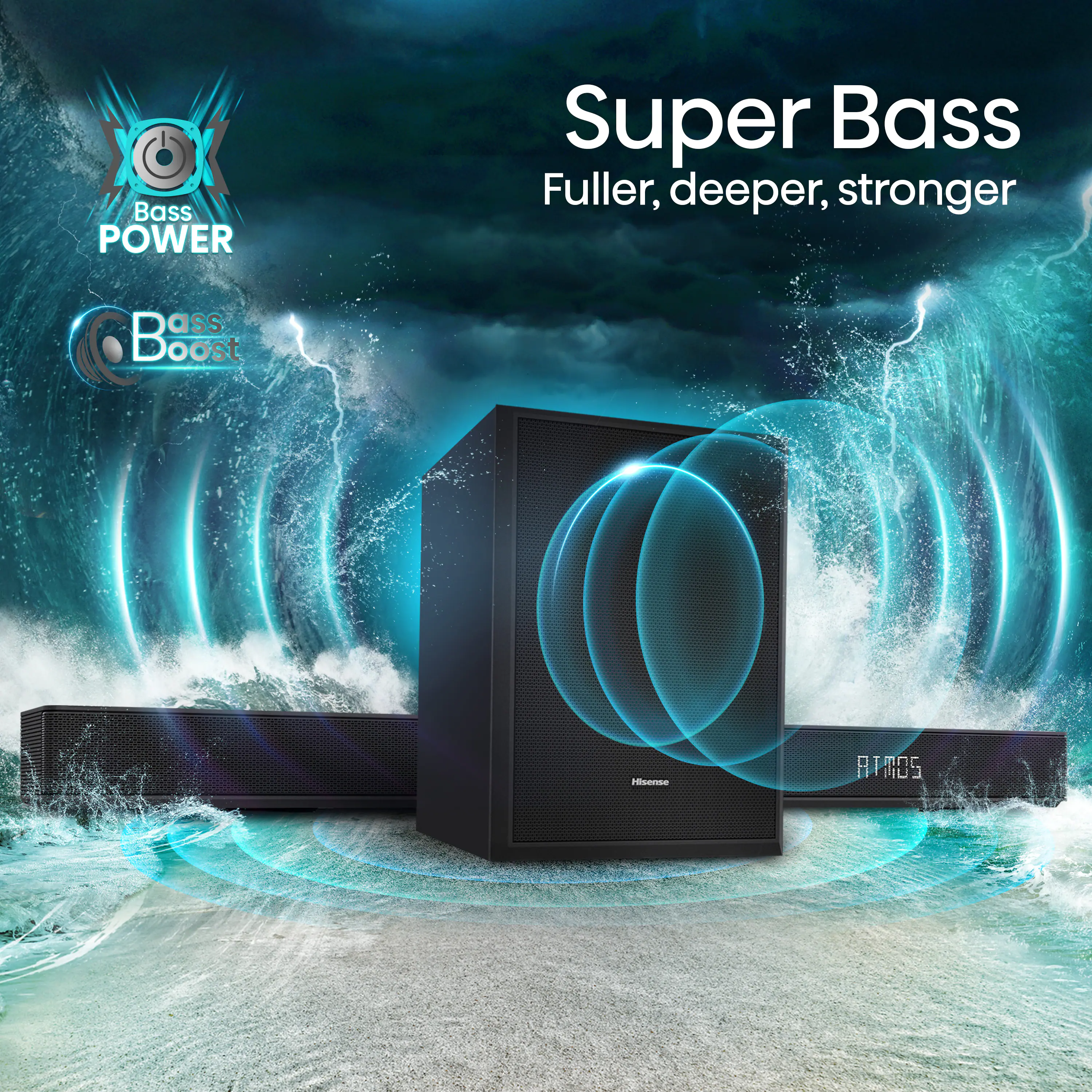 Hisense - 5.1.2 CH AX Series Dolby ATMOS Soundbar with Wireless Rear Satellite Speakers & Wireless Subwoofer - Black - Image 7