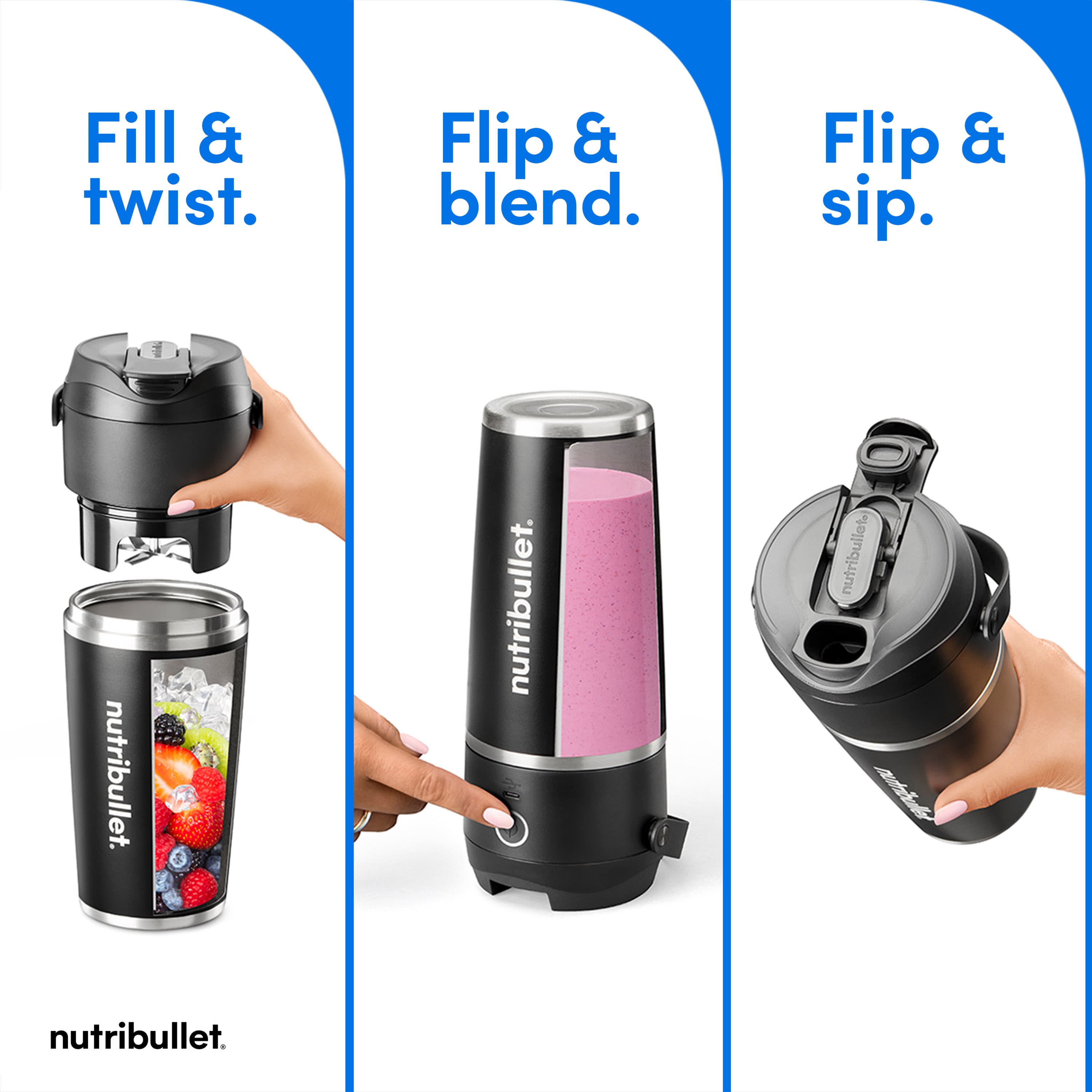 NutriBullet - Flip Insulated Portable Blender - Black - Image 3