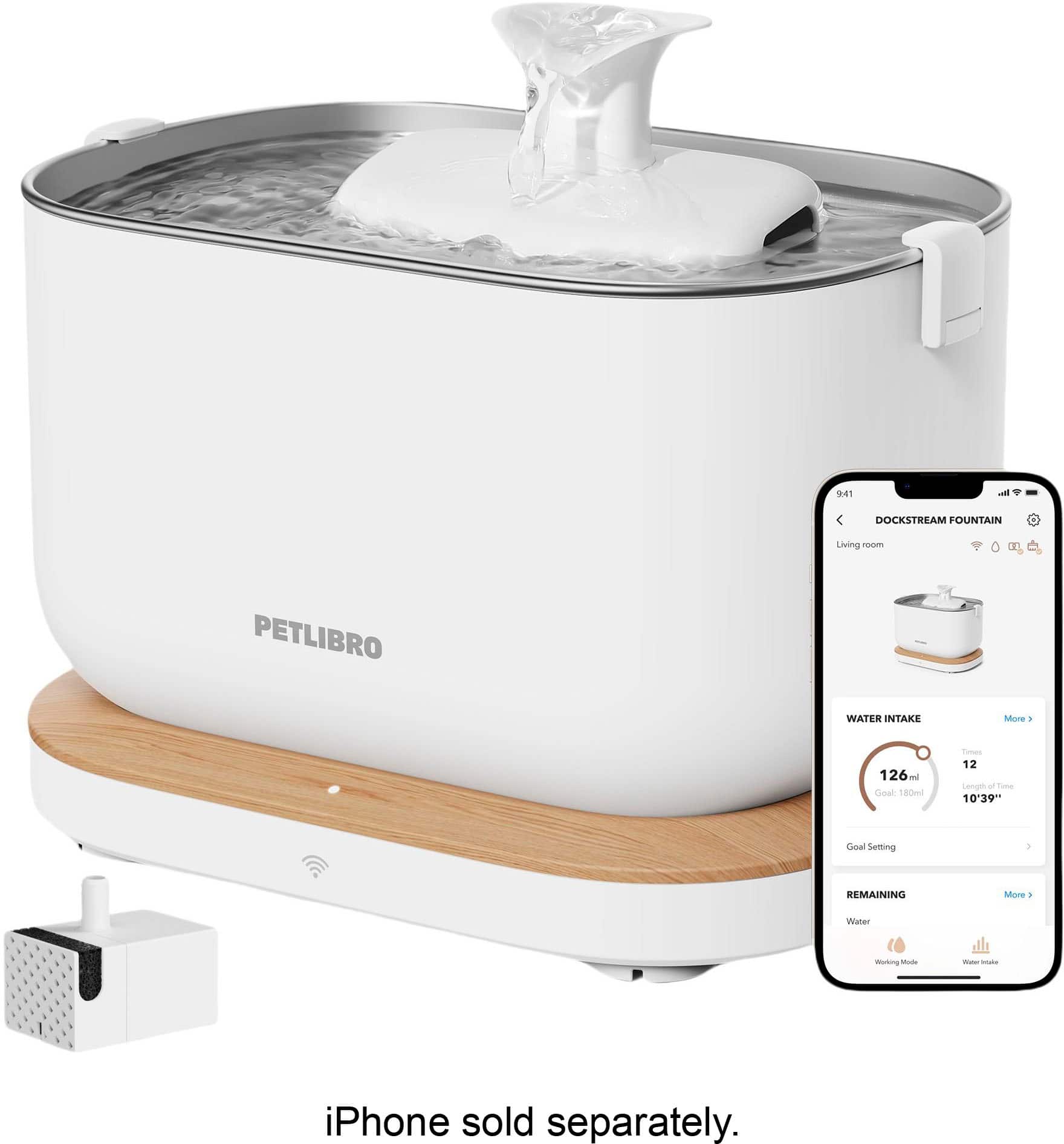 PETLIBRO - Dockstream App Monitoring Pet Water Fountain with Replacement Water Pump Bundle - White