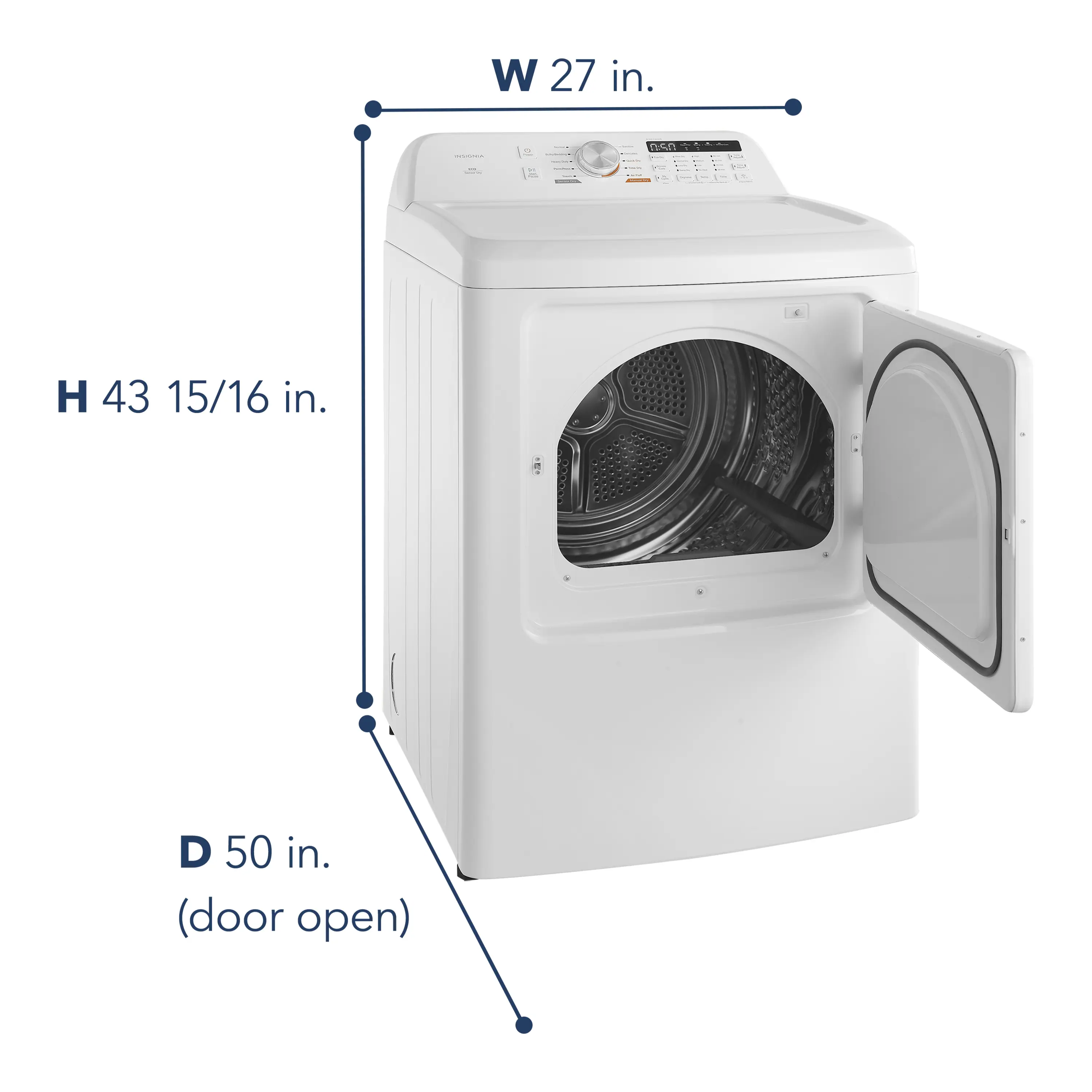 Insignia™ - 7 Cu. Ft. Electric Dryer with Sensor Dry - White - Image 8