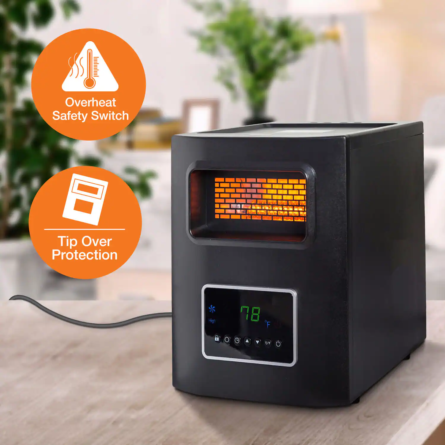 Lifesmart - 4-Wrapped Element Infrared Heater with USB Charging - Black - Image 9