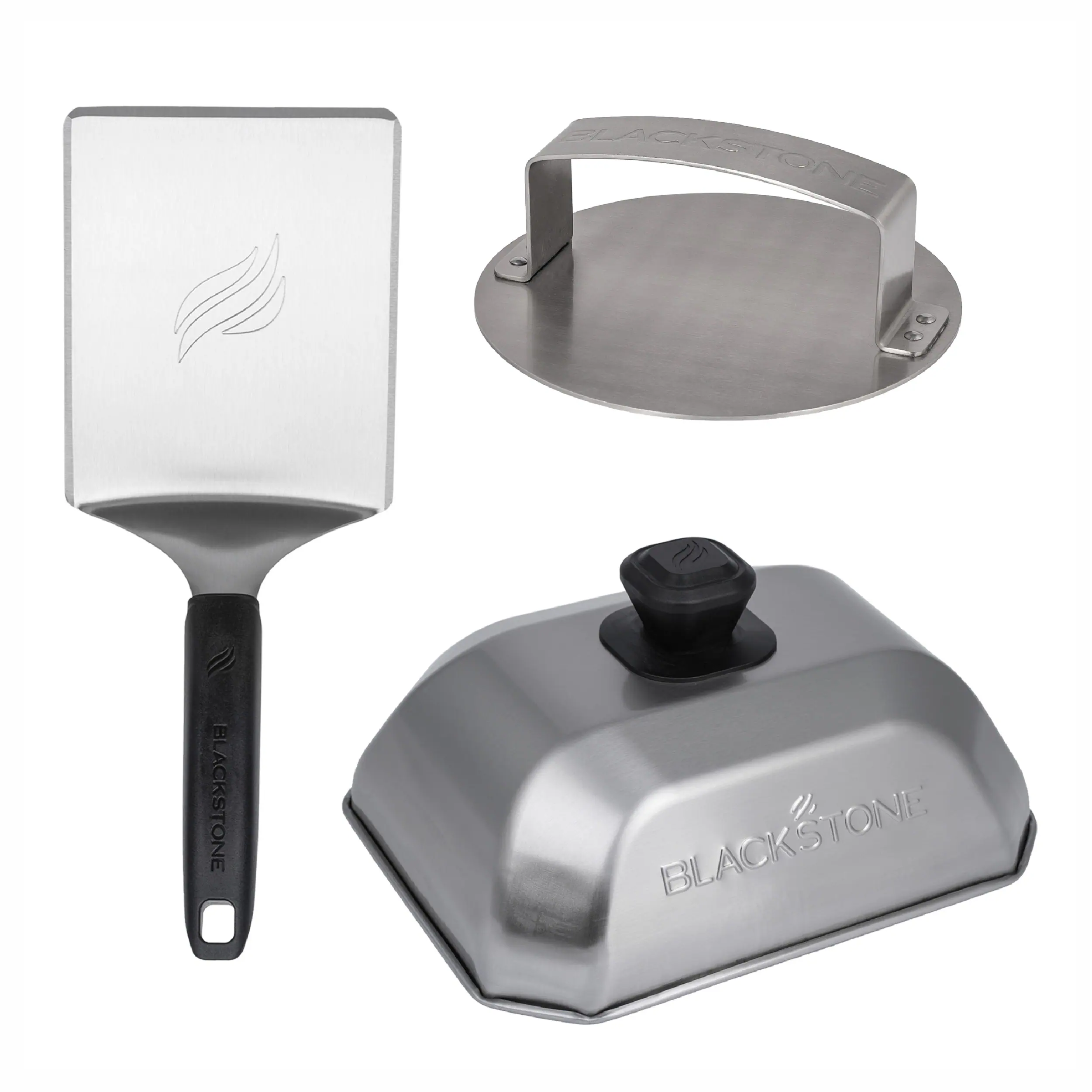 Blackstone - 3-Piece Press and Sear Smash Burger Kit with Burger Press, Burger Spatula, and Basting Dome - Silver