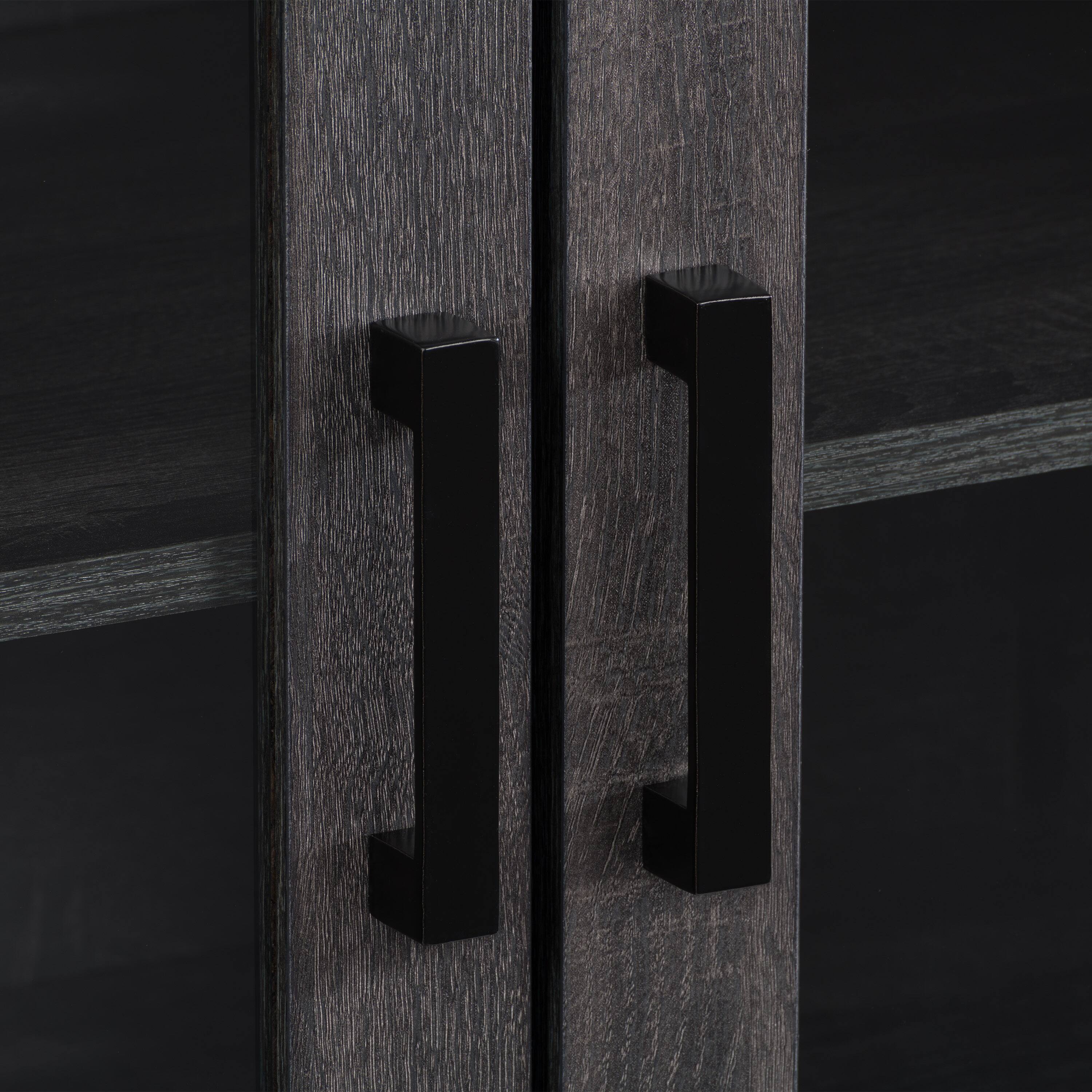 CorLiving - Fremont TV Bench with Glass Cabinets for Most TVs up to 95" - Dark Gray - Image 7