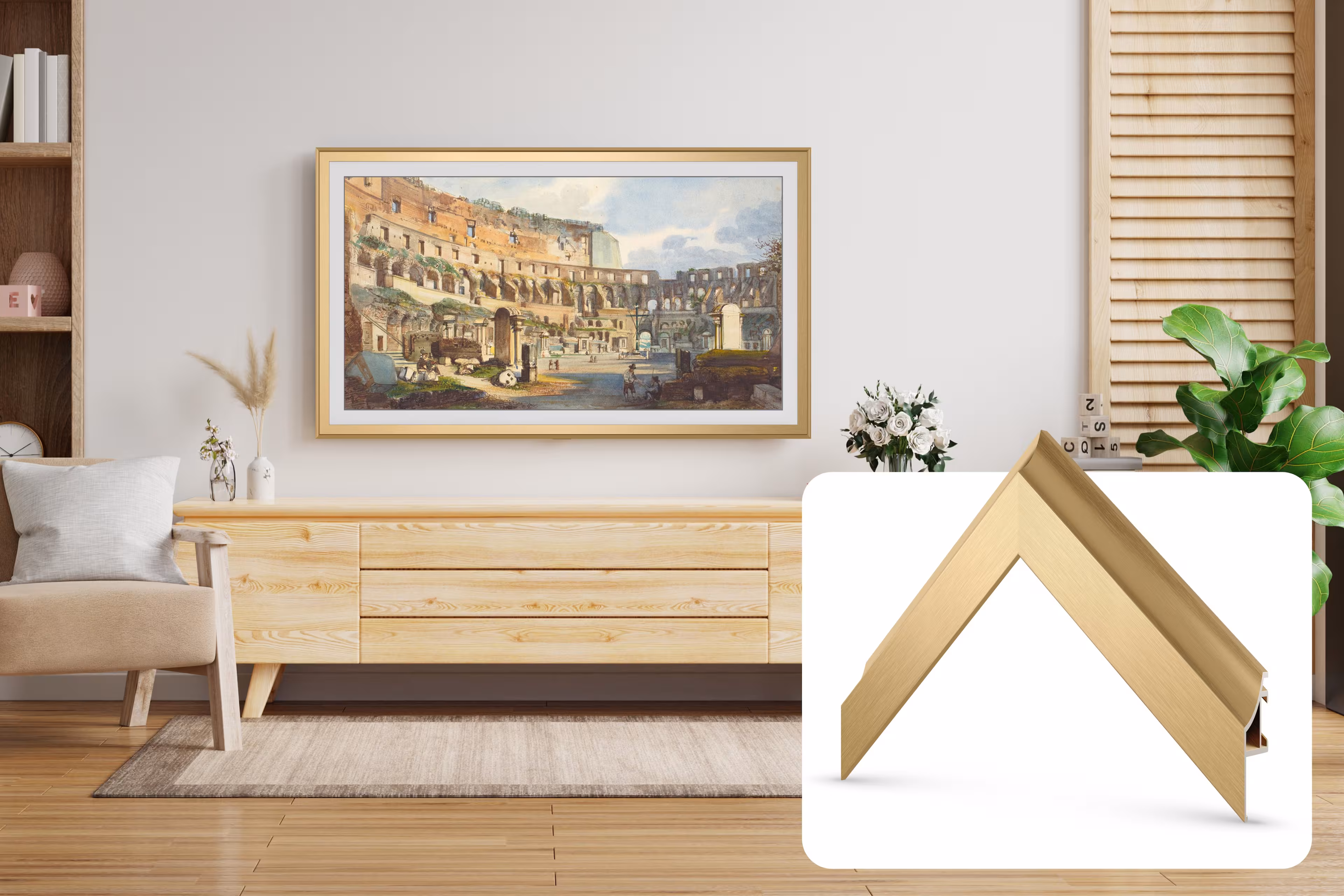 Deco TV Frames - Alloy Prismatic Bezel for Samsung The Frame TV - 65" - Pale Gold