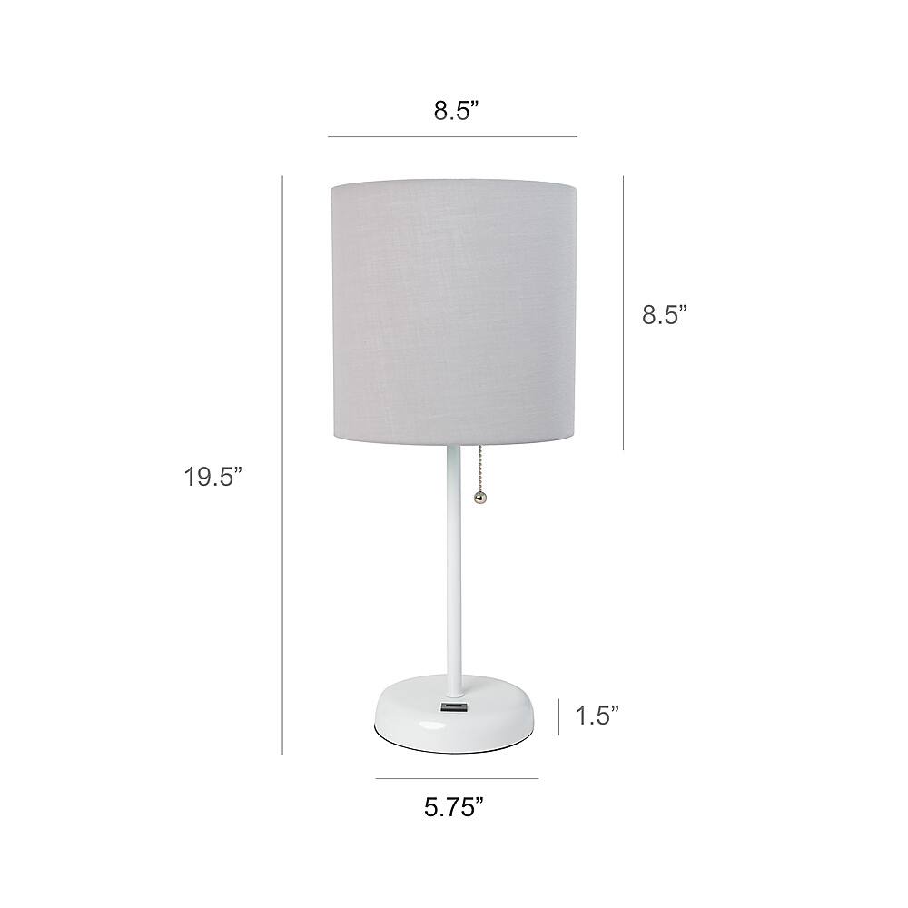 Limelights - Stick Lamp with USB charging port and Fabric Shade 2 Pack Set - White/Gray - Image 3