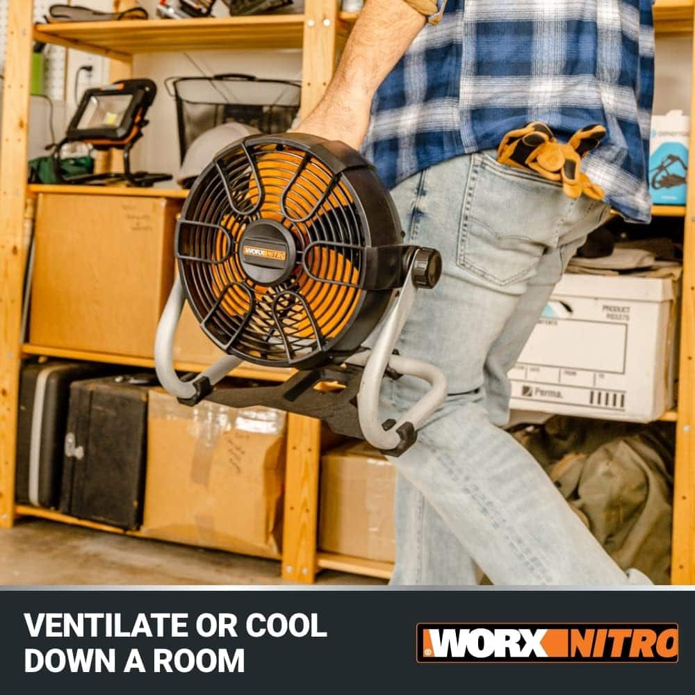 WORX - Nitro 20V Power Share Cordless 9" Work Fan with Battery and Charger - Black - Image 3