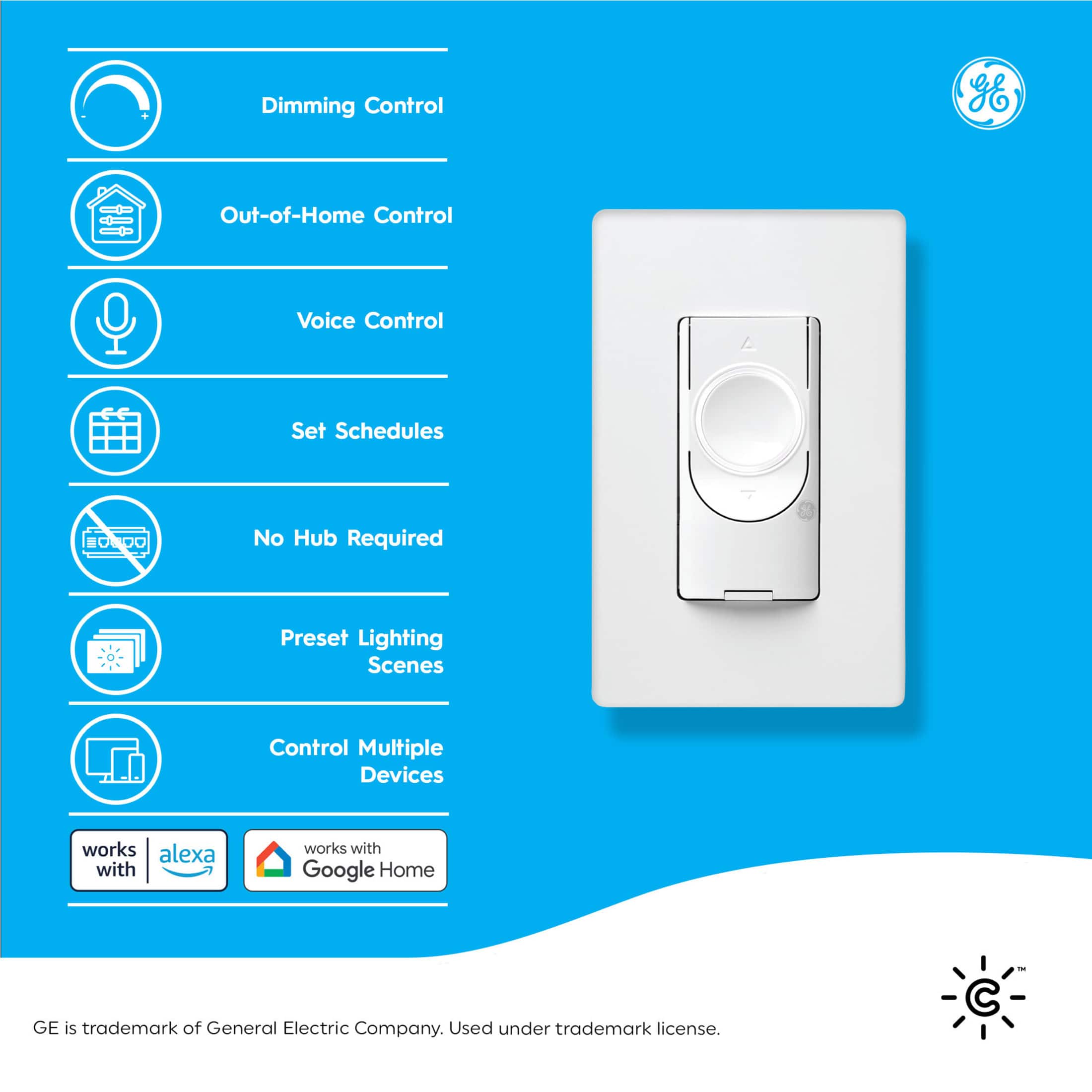 Cync - Smart Dimmer Switch, No Neutral Wire Required, Bluetooth and 2.4GHz Wifi - White - Image 3