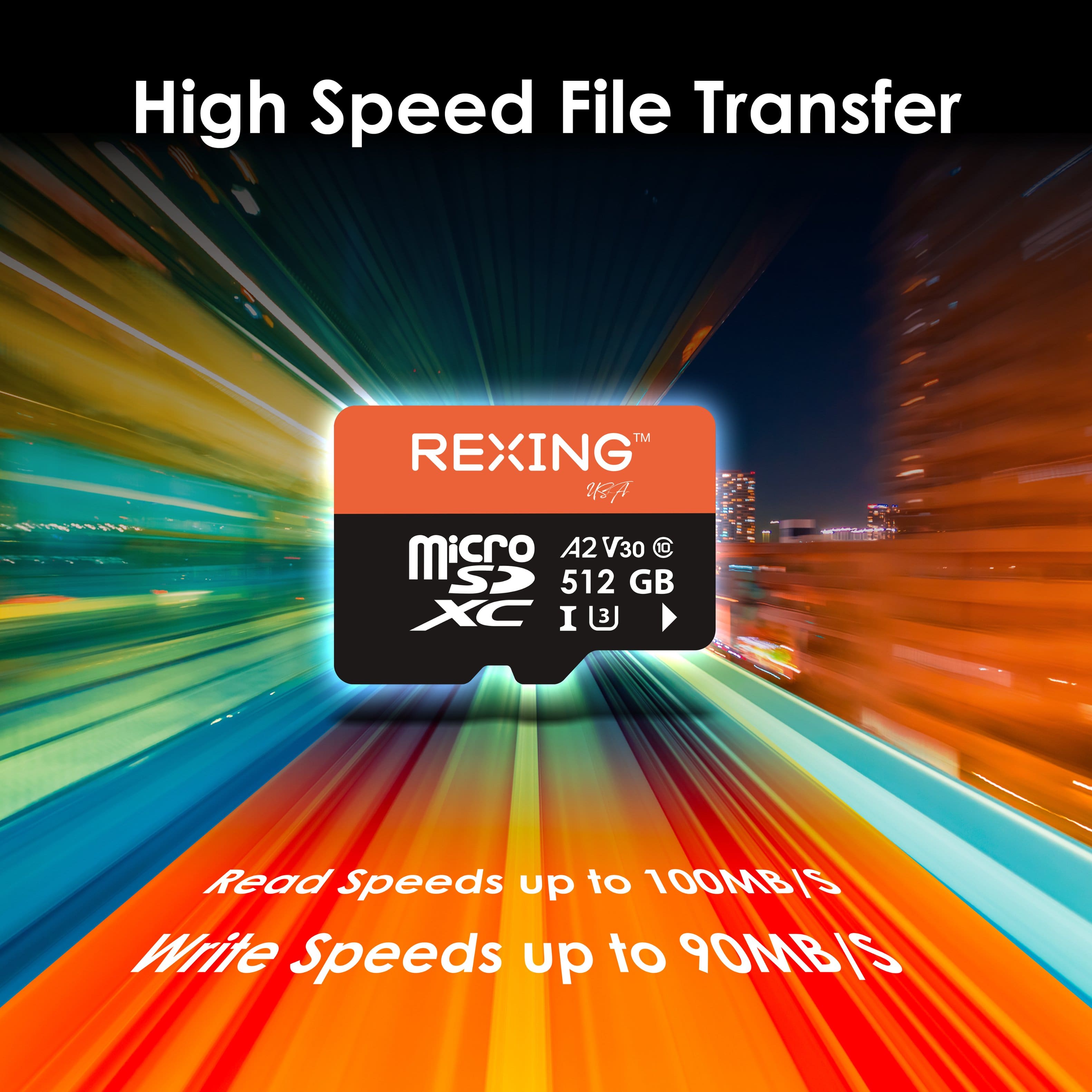 Rexing - 512GB MicroSDXC UHS-3 Full HD Video High Speed Transfer Monitoring SD Memory Card with Adapter - Image 3