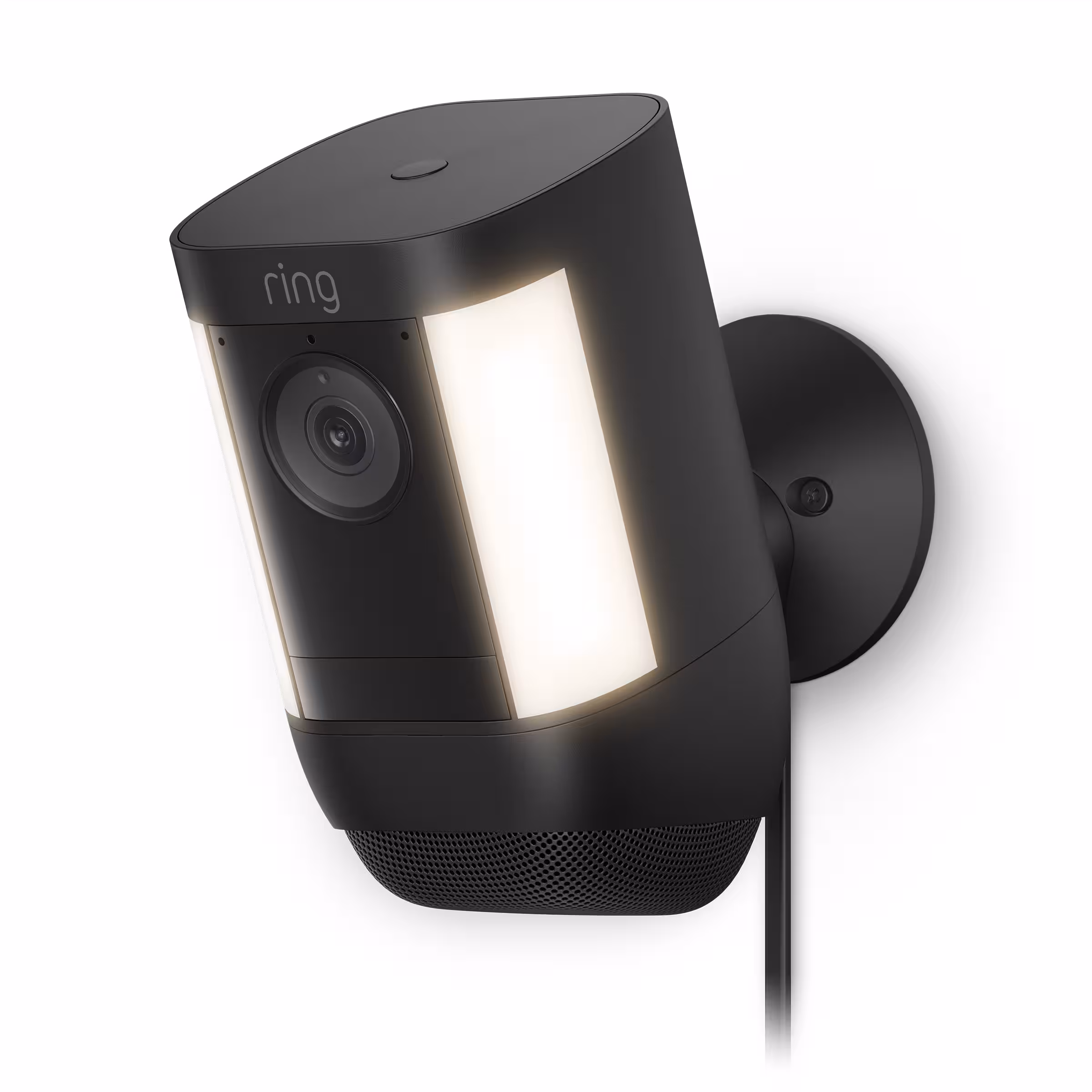 Spotlight Cam Pro, Plug-In with 2K Video and Ring Vision, LED Lights, Dual-Band Wifi, and 3D Motion Detection - Black
