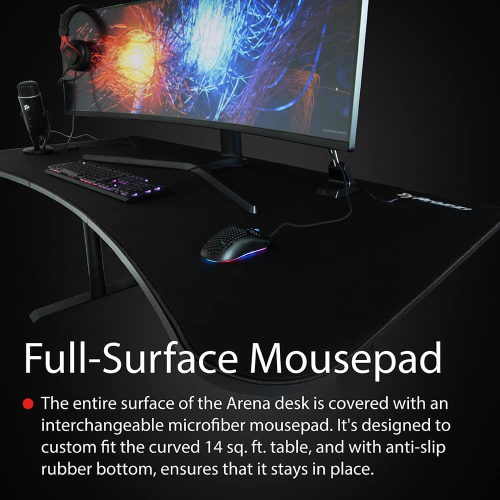 Arozzi - Arena Ultrawide Curved Gaming Desk - Pure Black - Image 5
