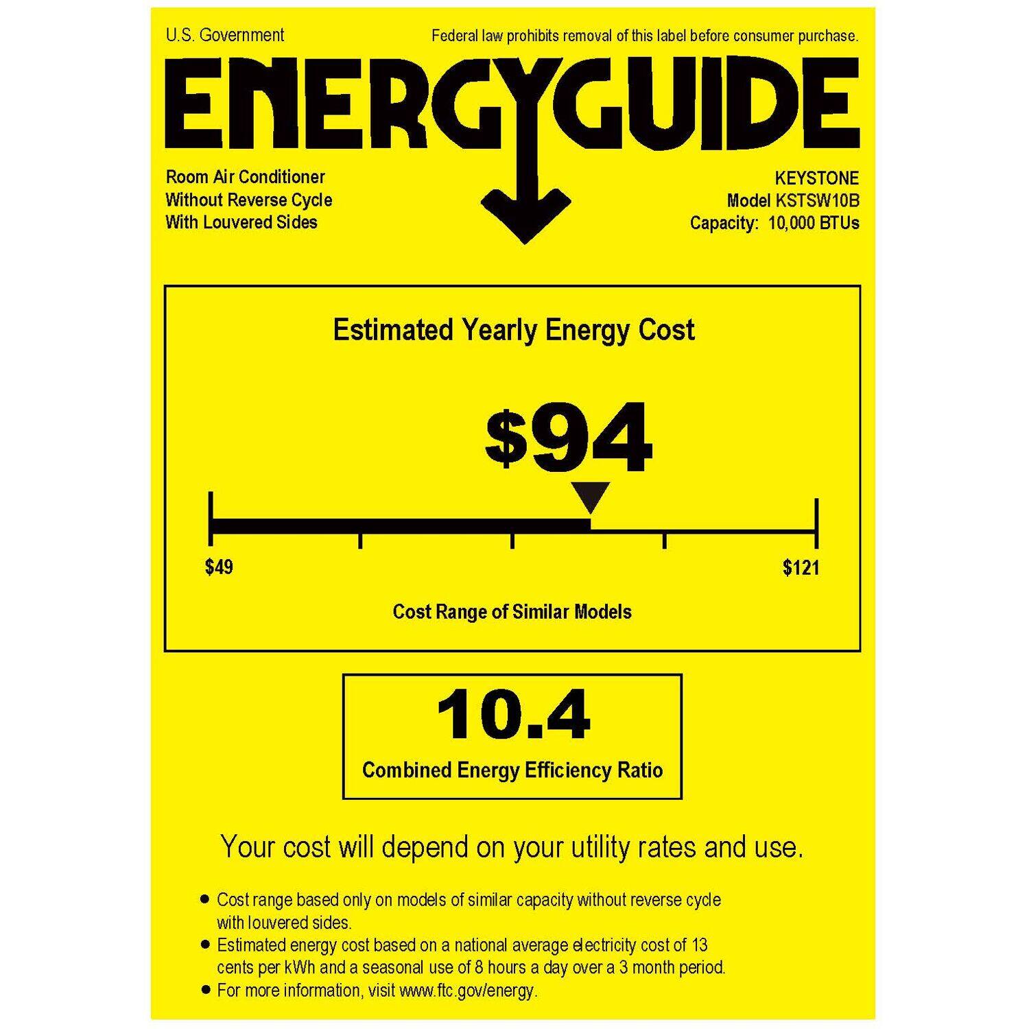 Keystone - 450 Sq. Ft. 10,000 BTU Casement Window Air Conditioner - White - Image 8