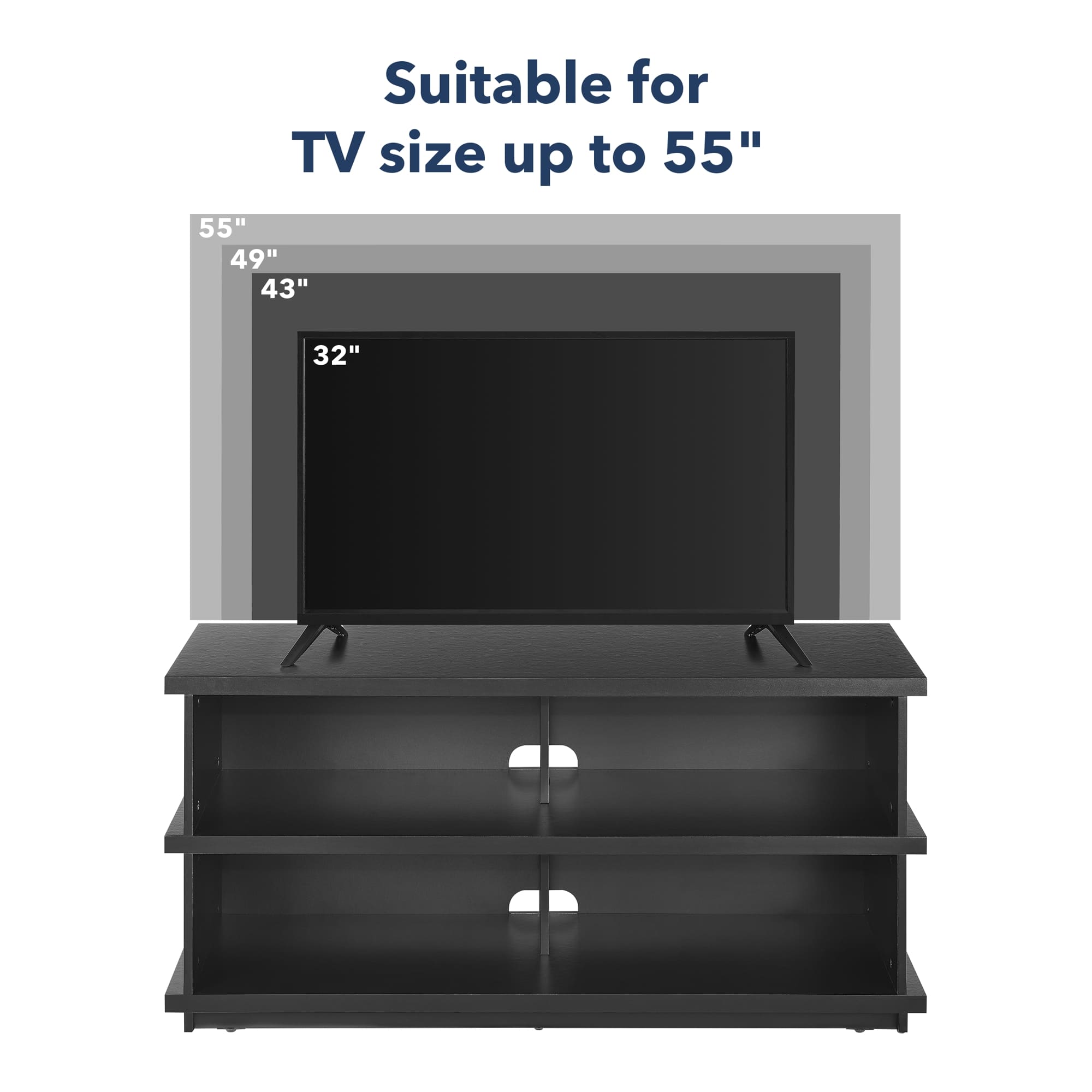 Insignia™ - TV Stand for Most TVs Up to 55” - Black - Image 8