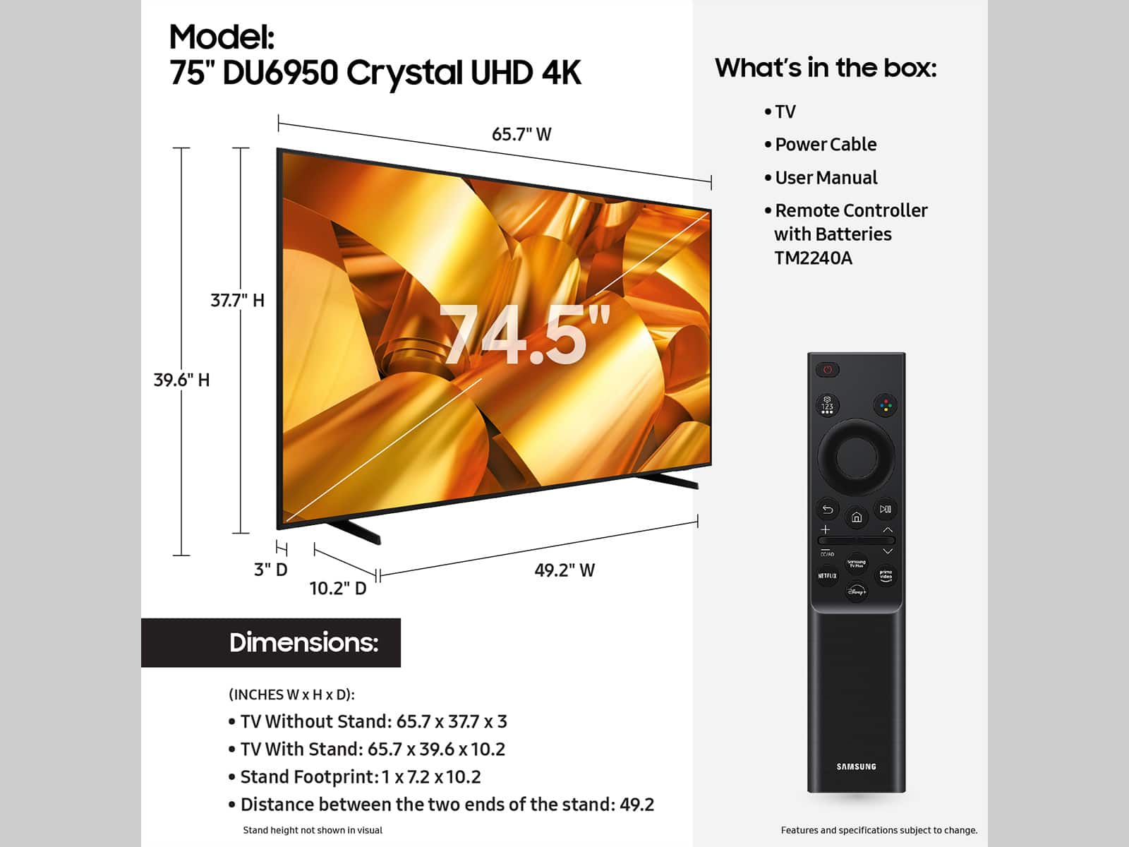 Samsung - 75” Class DU6950 Series Crystal UHD 4K Smart Tizen TV (2024) - Image 7