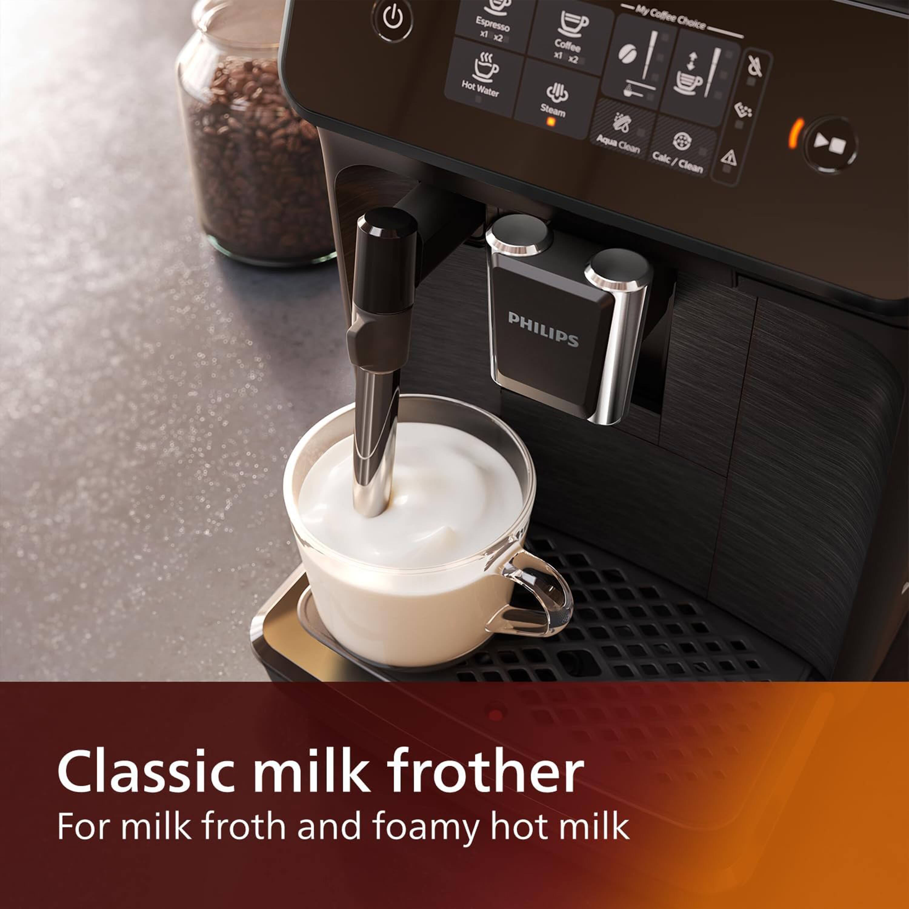 Philips - 1200 Fully Automatic Espresso and Coffee Machine with Milk Frother - Black - Image 4