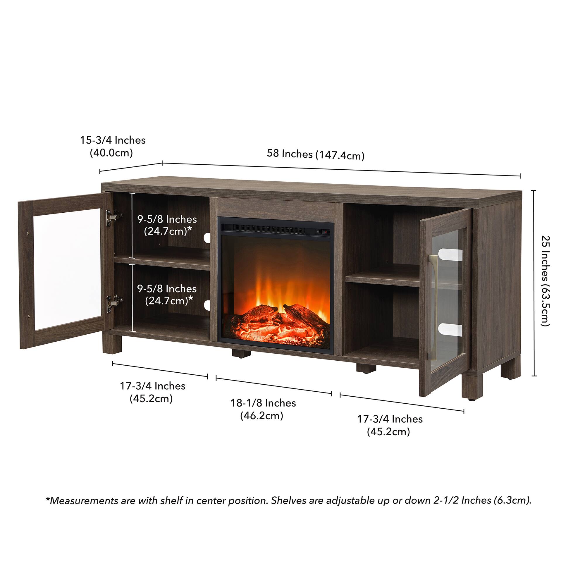 Camden&Wells - Quincy Log Fireplace TV Stand for Most TVs up to 65" - Alder Brown - Image 5