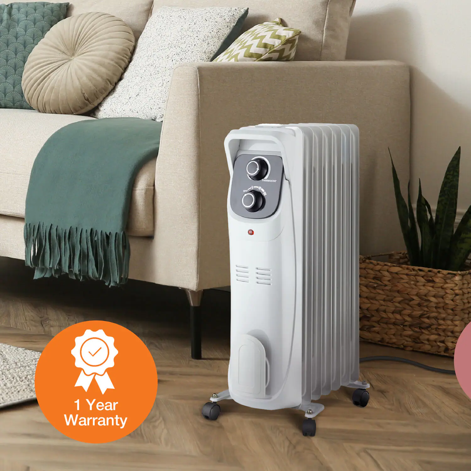 Lifesmart - 1500W Oil Filled Radiator - White - Image 4