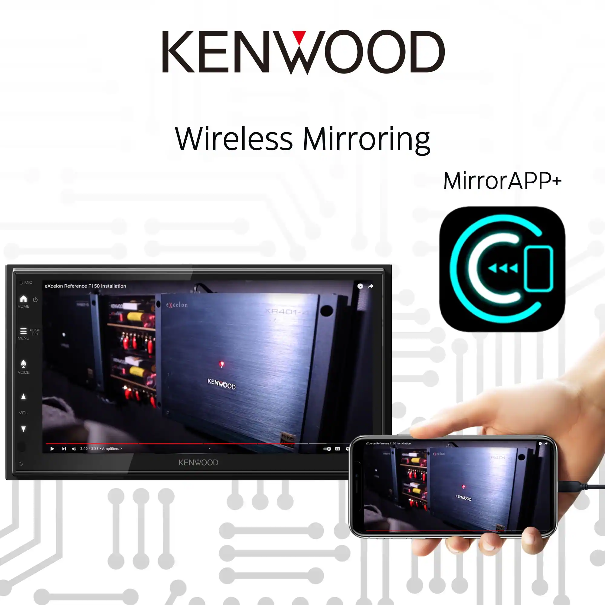 Kenwood - 6.8" - Wireless Apple CarPlay and Android Auto Bluetooth Digital Multimedia Receiver - Black - Image 10