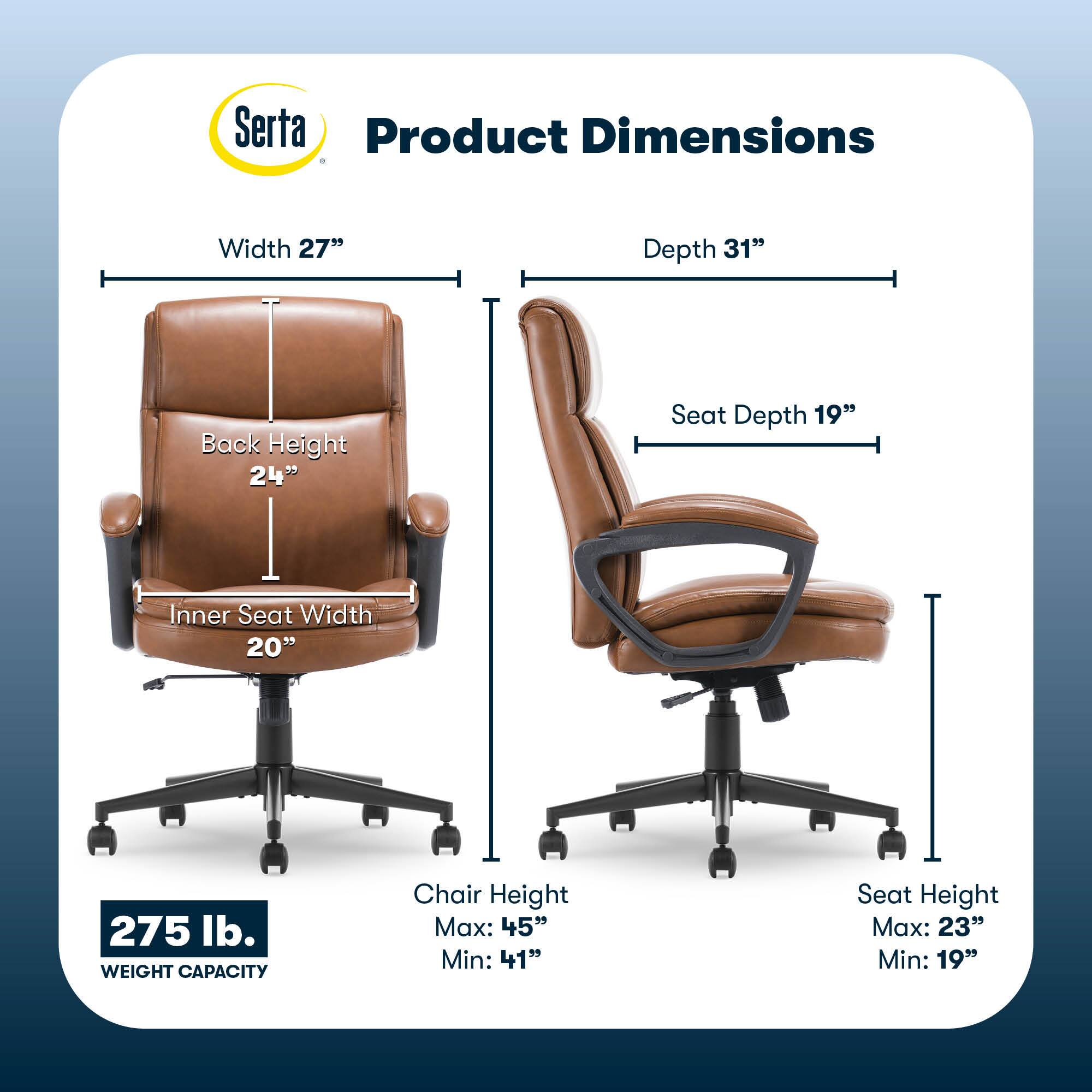 Serta - Comfort Ergo Ergonomic Executive Upholstered Office Chair - Cognac - Bonded Leather - Image 2