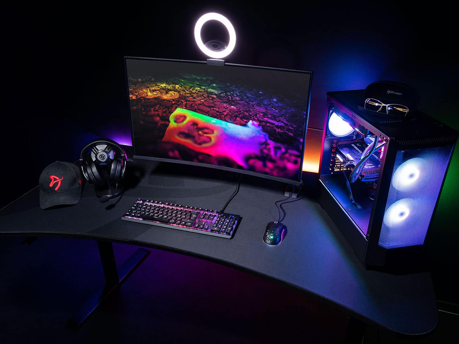 Arozzi - Arena Ultrawide Curved Gaming Desk - Pure Black - Image 10