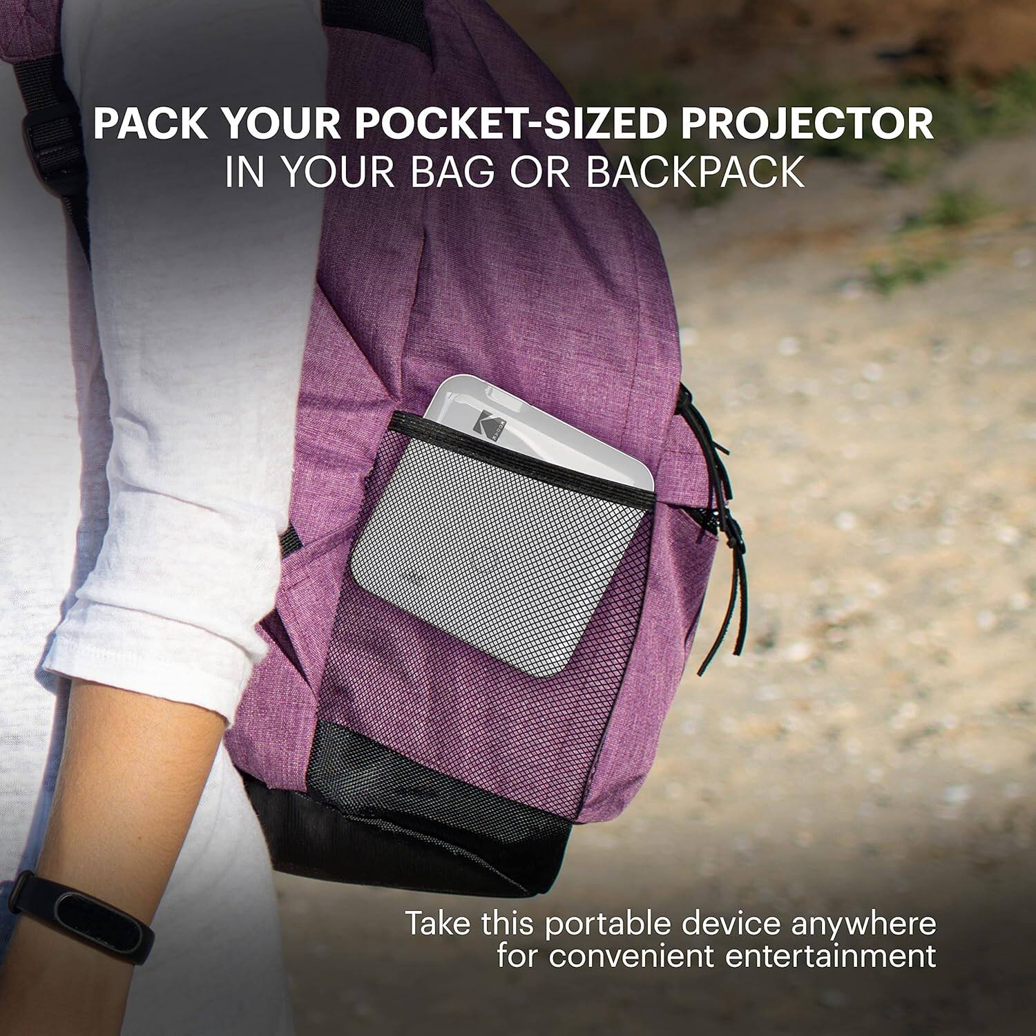 Kodak - Luma 400 Portable HD Smart Pico Projector, Wi-Fi, Bluetooth, HDMI & USB Small Mini Home Theater System Up to 150” - White - Image 5