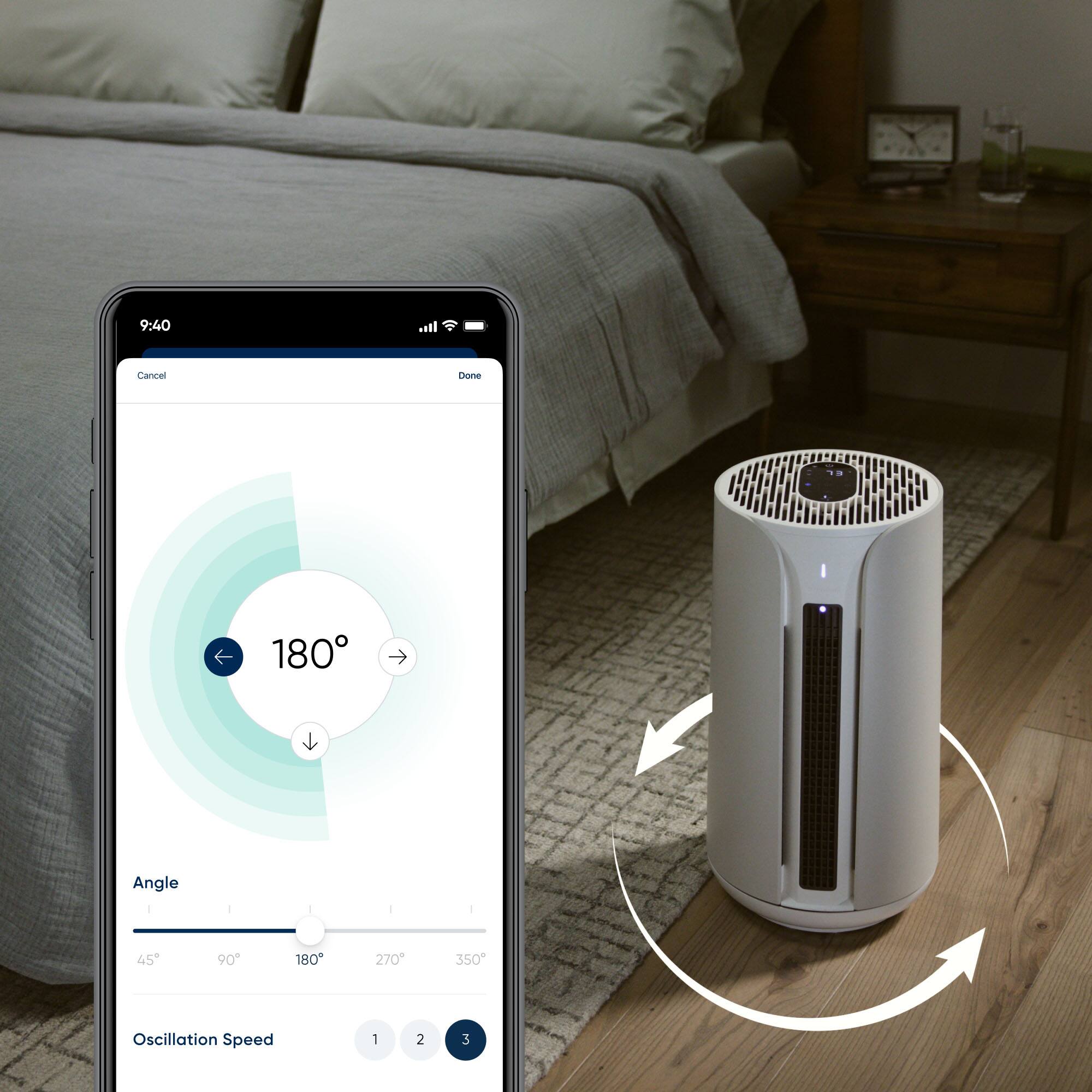 Blueair - ComfortPure Most Powerful 3-in-1 HEPASilent T10i Air Purifier: Heat + Cool + Purify - Gray - Image 7