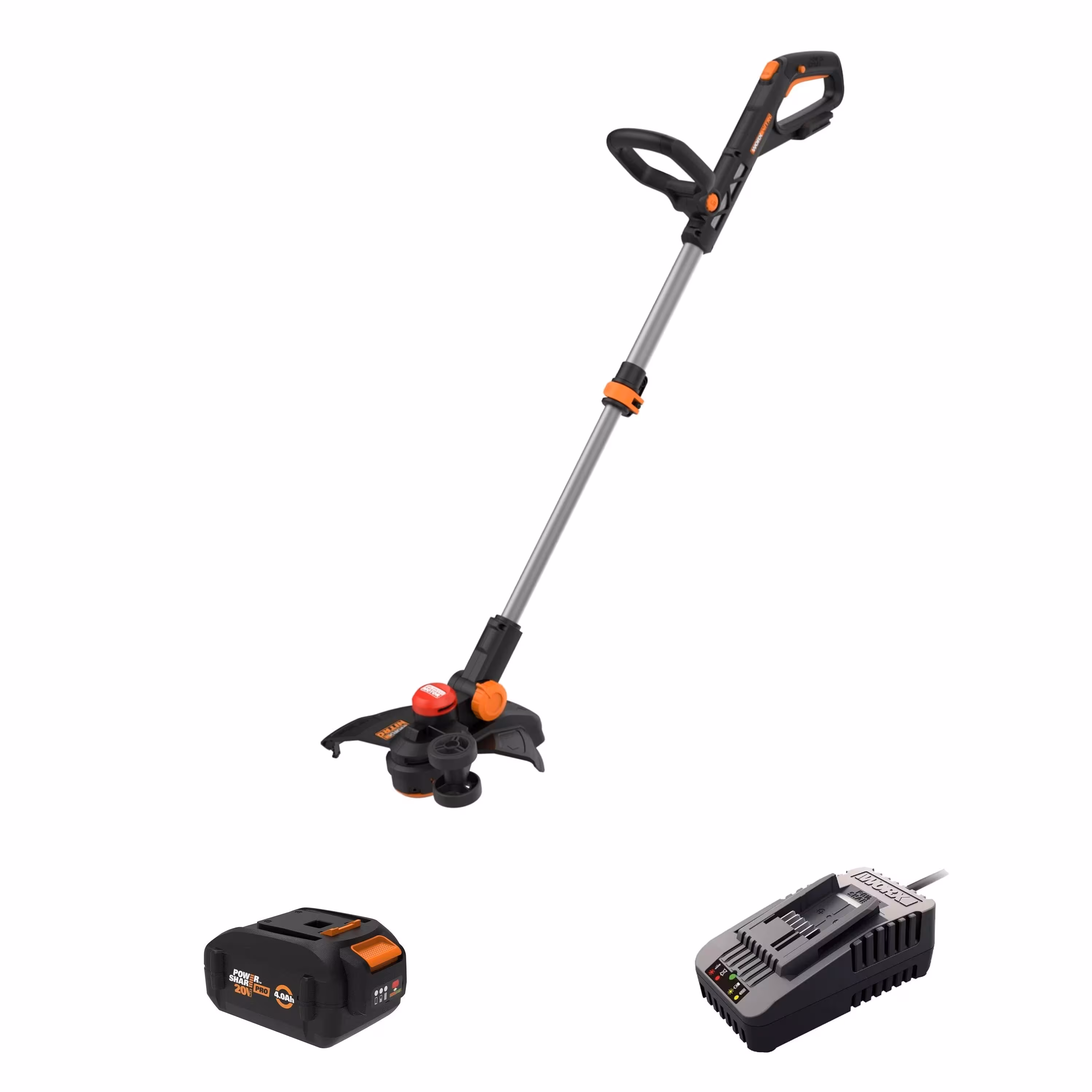 WORX - Nitro 20V 13'' Cordless Straight Shaft Grass Trimmer (1 x 4.0 Ah Battery & 1 x Charger) - Black