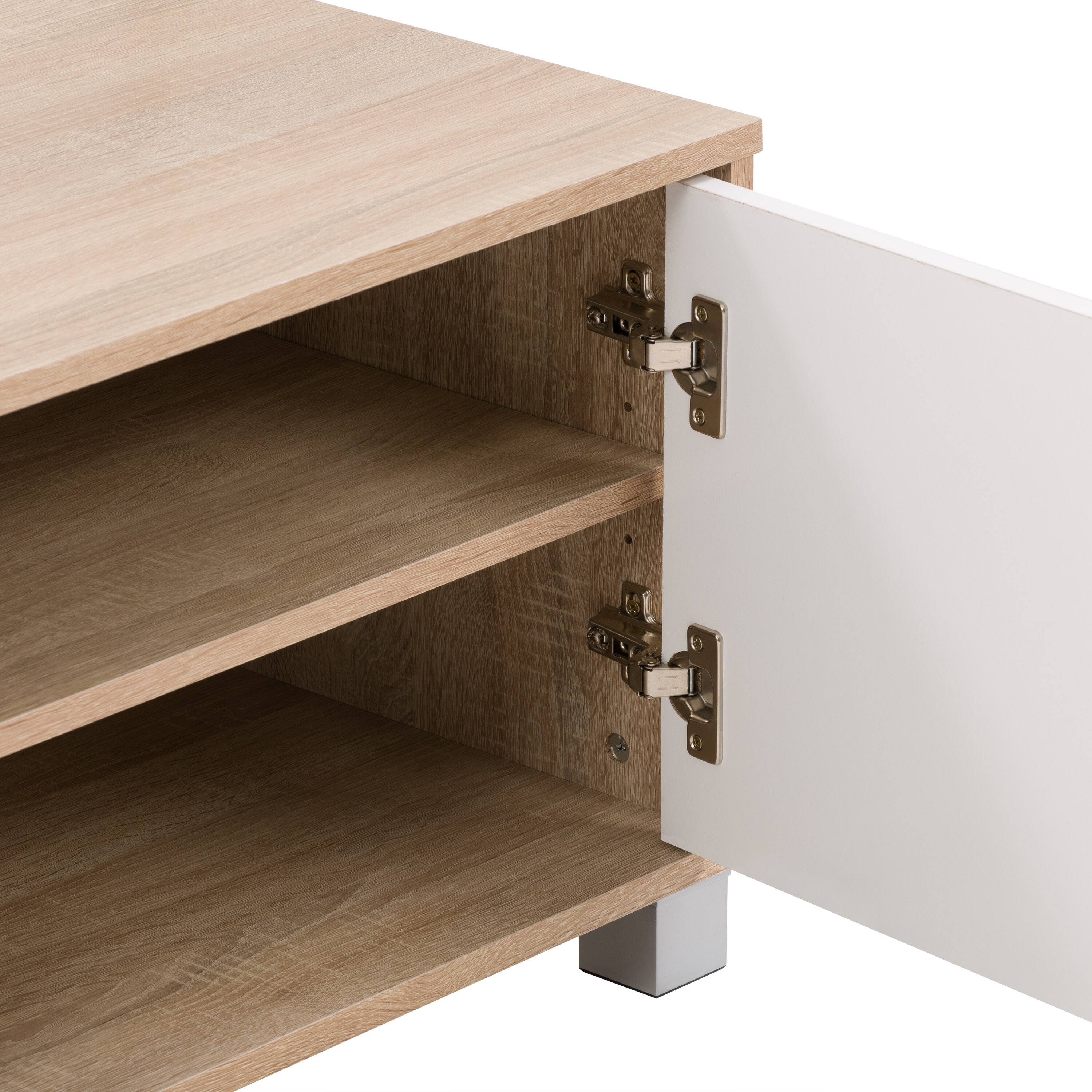 CorLiving - Hollywood Collection TV Stand with Open and Closed Cabinets for Most TVs up to 85" - White - Image 9