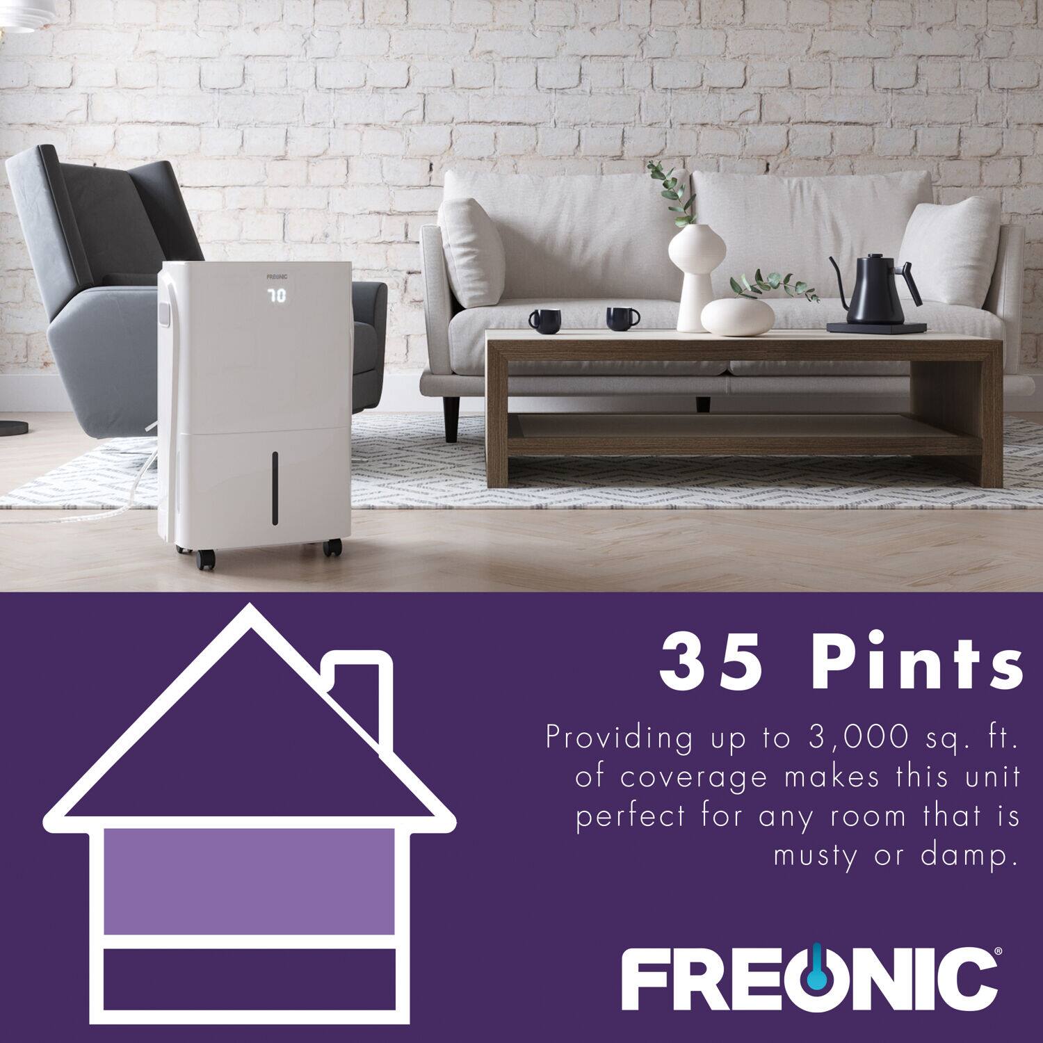 Freonic - 35 Pint Dehumidifier - White - Image 9