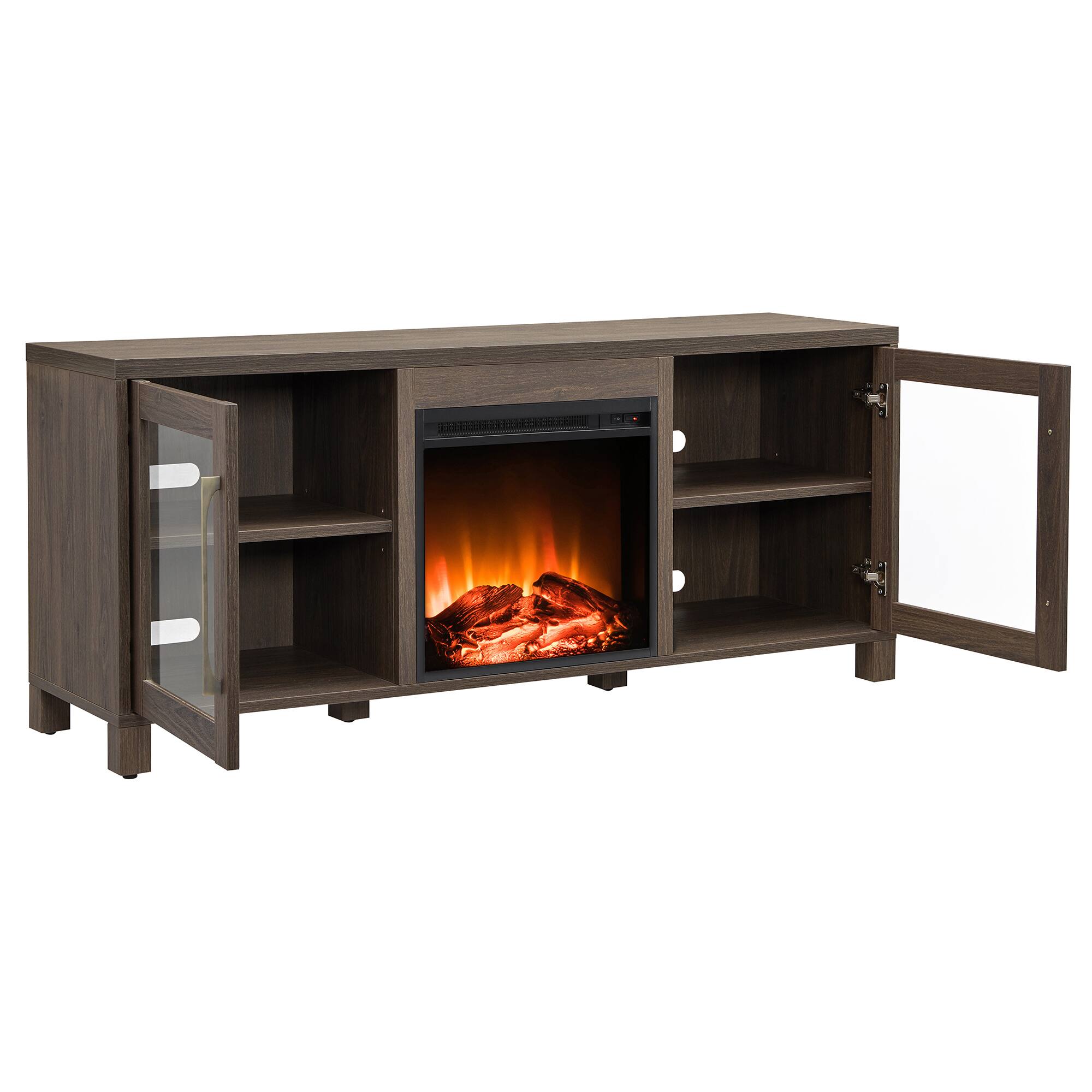 Camden&Wells - Quincy Log Fireplace TV Stand for Most TVs up to 65" - Alder Brown - Image 4
