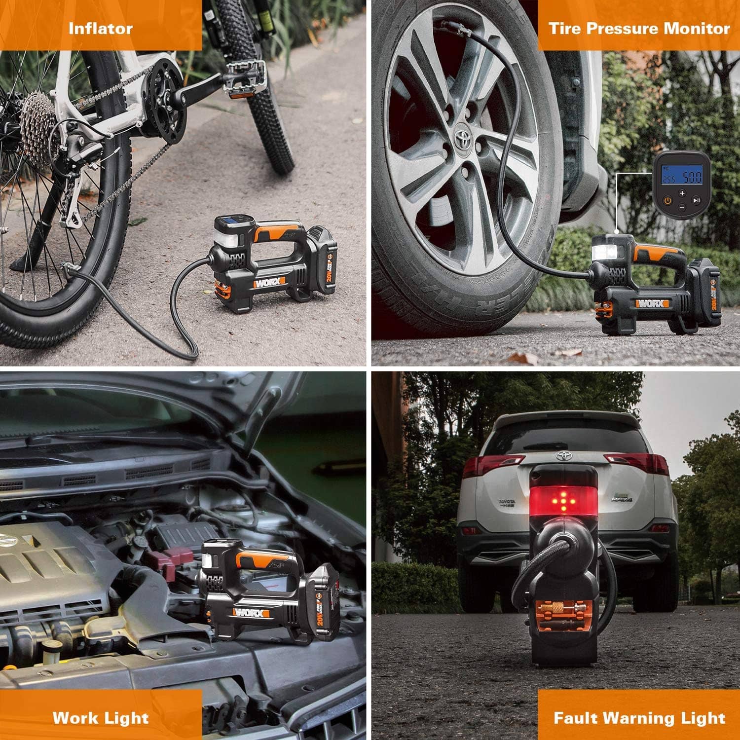 WORX - 20V MAX Cordless Multi-Function Air Pump Inflator (1 x 2.0aH Battery and 1 x Charger Included) - Black - Image 10