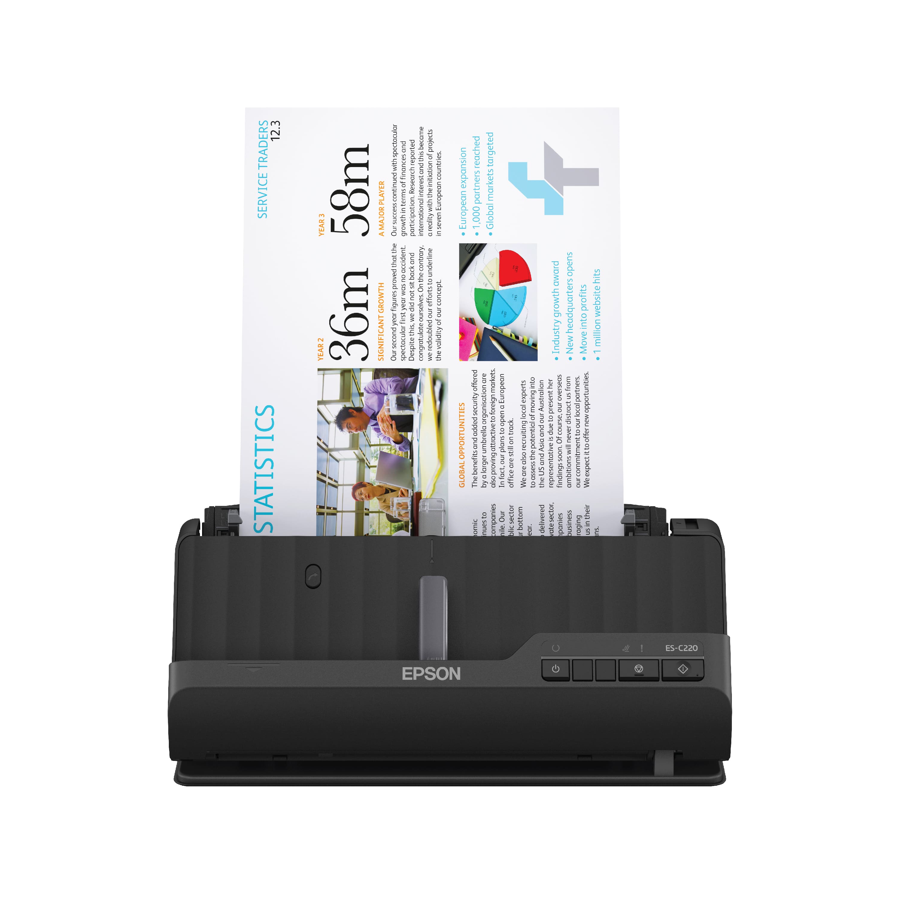 Epson - WorkForce ES-C220 Compact Desktop Document Scanner - Black