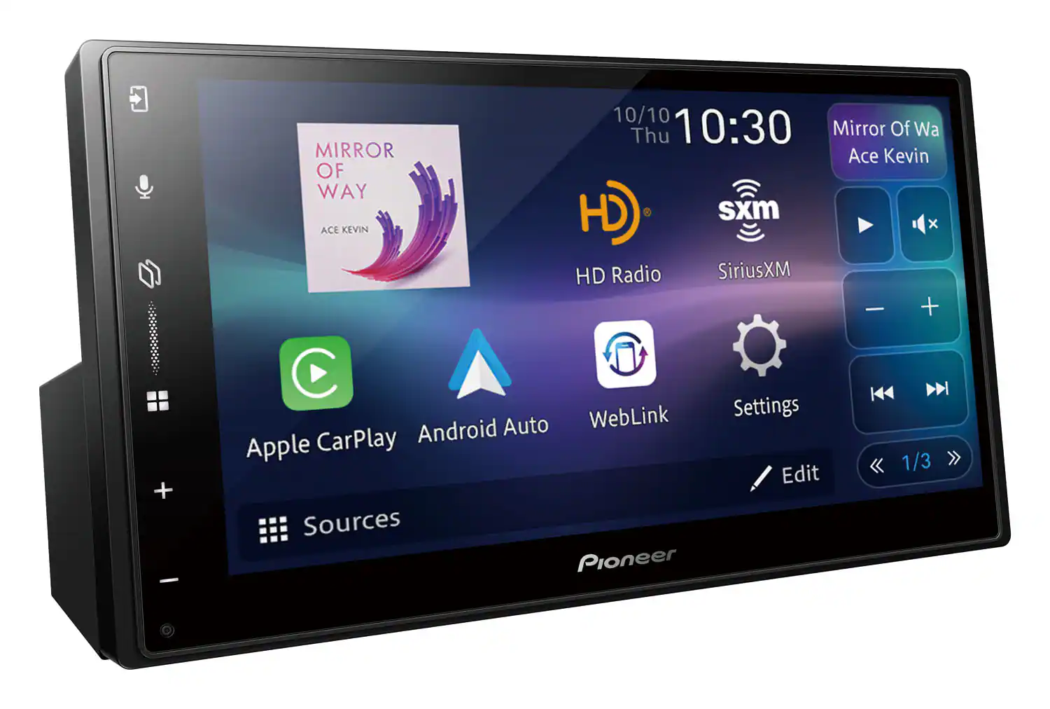 Pioneer - 6.8" – Wired Android Auto™ and Wired Apple CarPlay® Bluetooth® Digital Media (DM) Receiver Maestro Compatible HD Radio - Black - Image 2