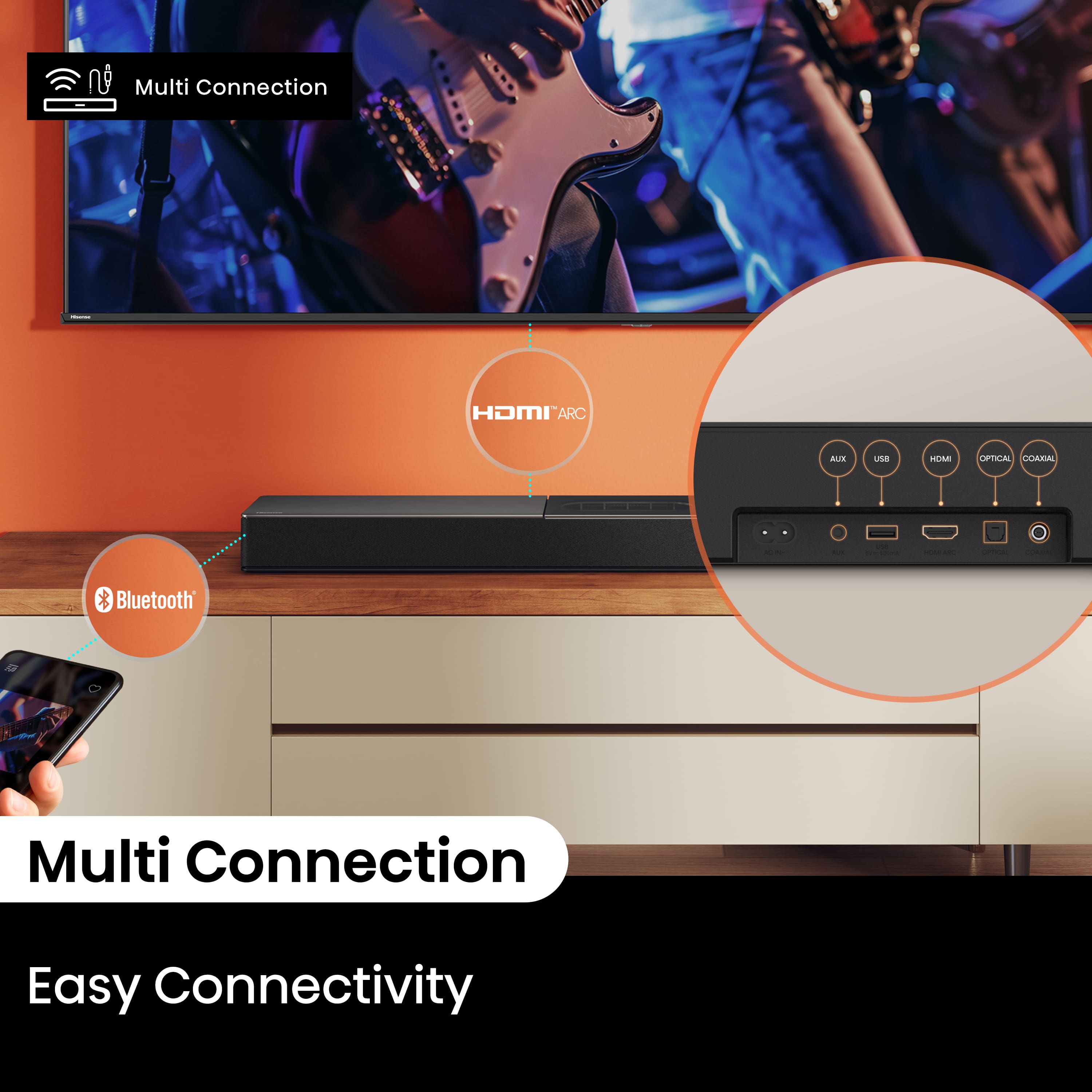 Hisense - 2.1 Channel 240W Soundbar with Built-in Subwoofer (A620) - Black - Image 10