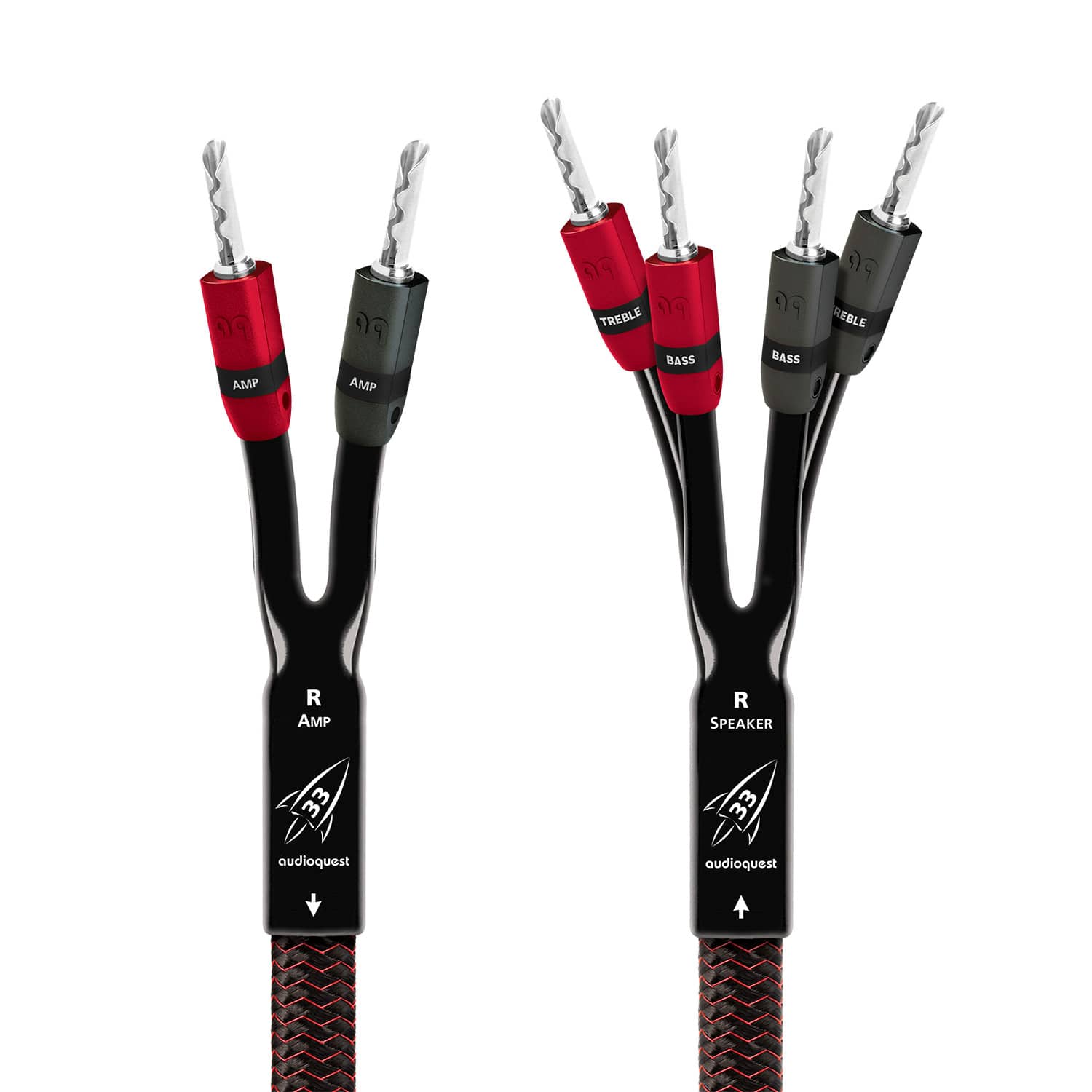 AudioQuest - Rocket 33 10' Speaker Cable with Banana > Banana SureGrip 300 Connectors - Red on Black