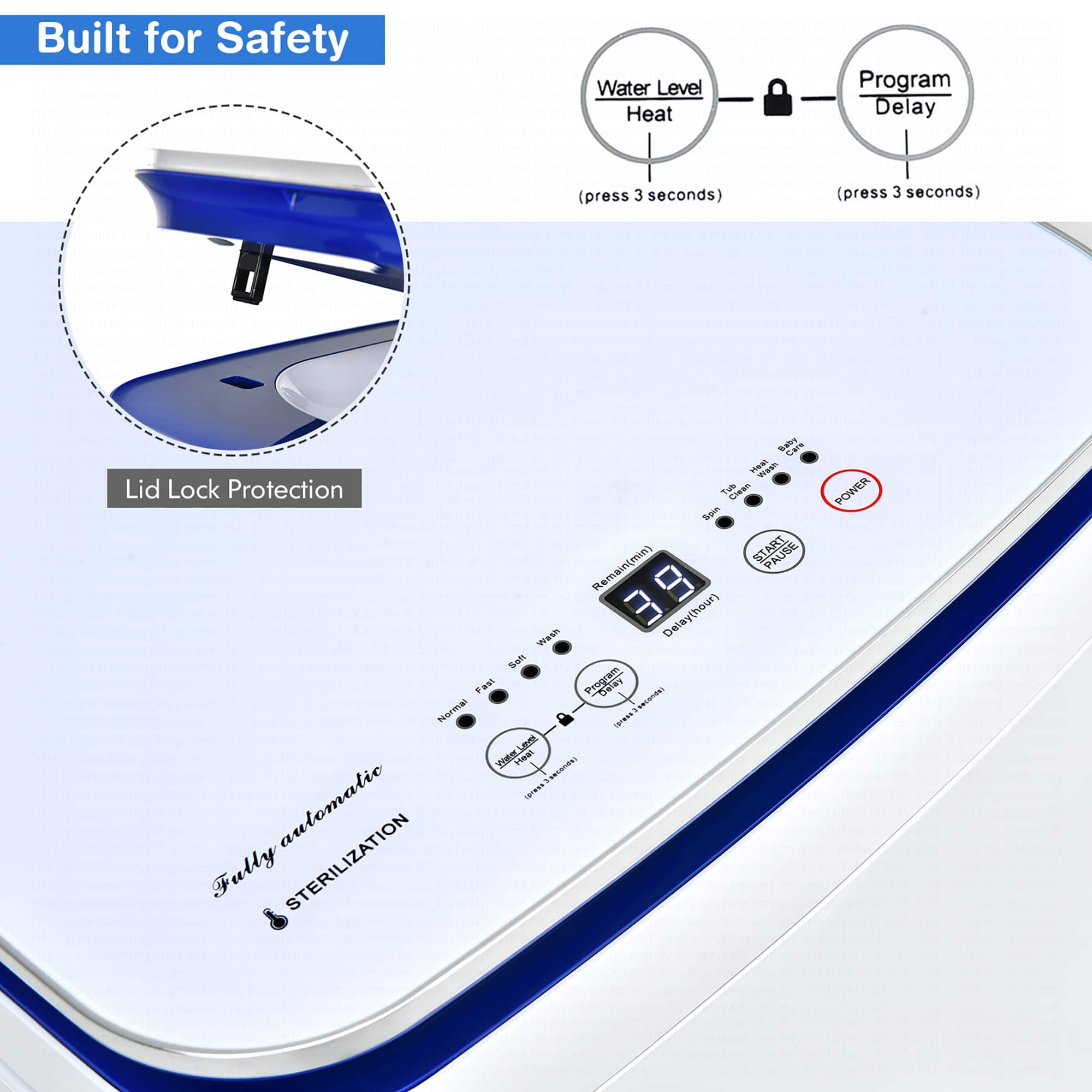 7.7 lb. Compact Full Automatic Washing Machine with Heating Function Pump - Image 6