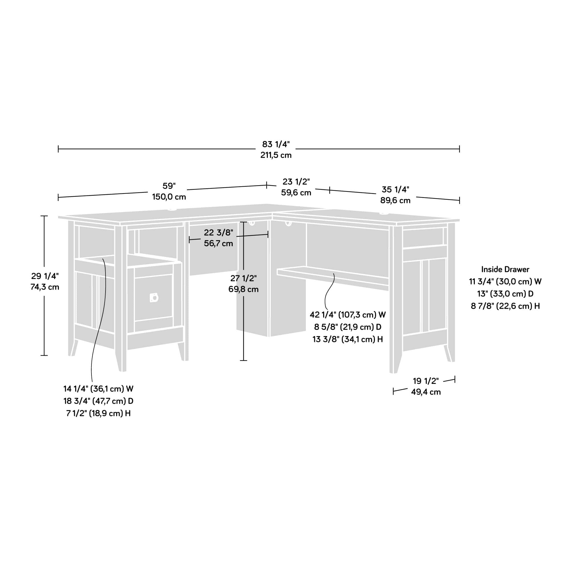 Sauder - August Hill L-Desk - Soft White - Image 7