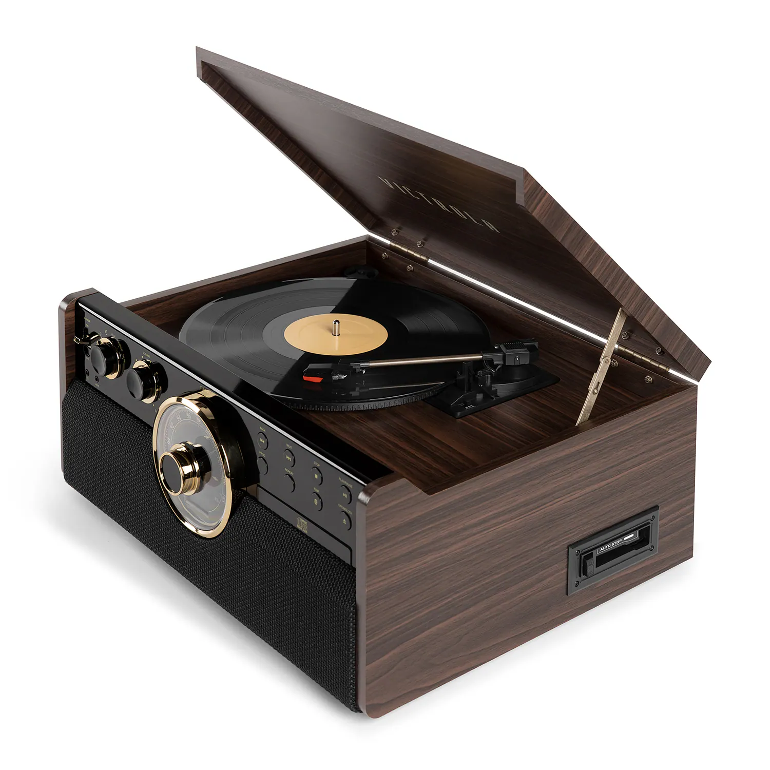 Victrola - Empire Bluetooth 6-in-1 Record Player - Gold/Brown/Black - Image 13