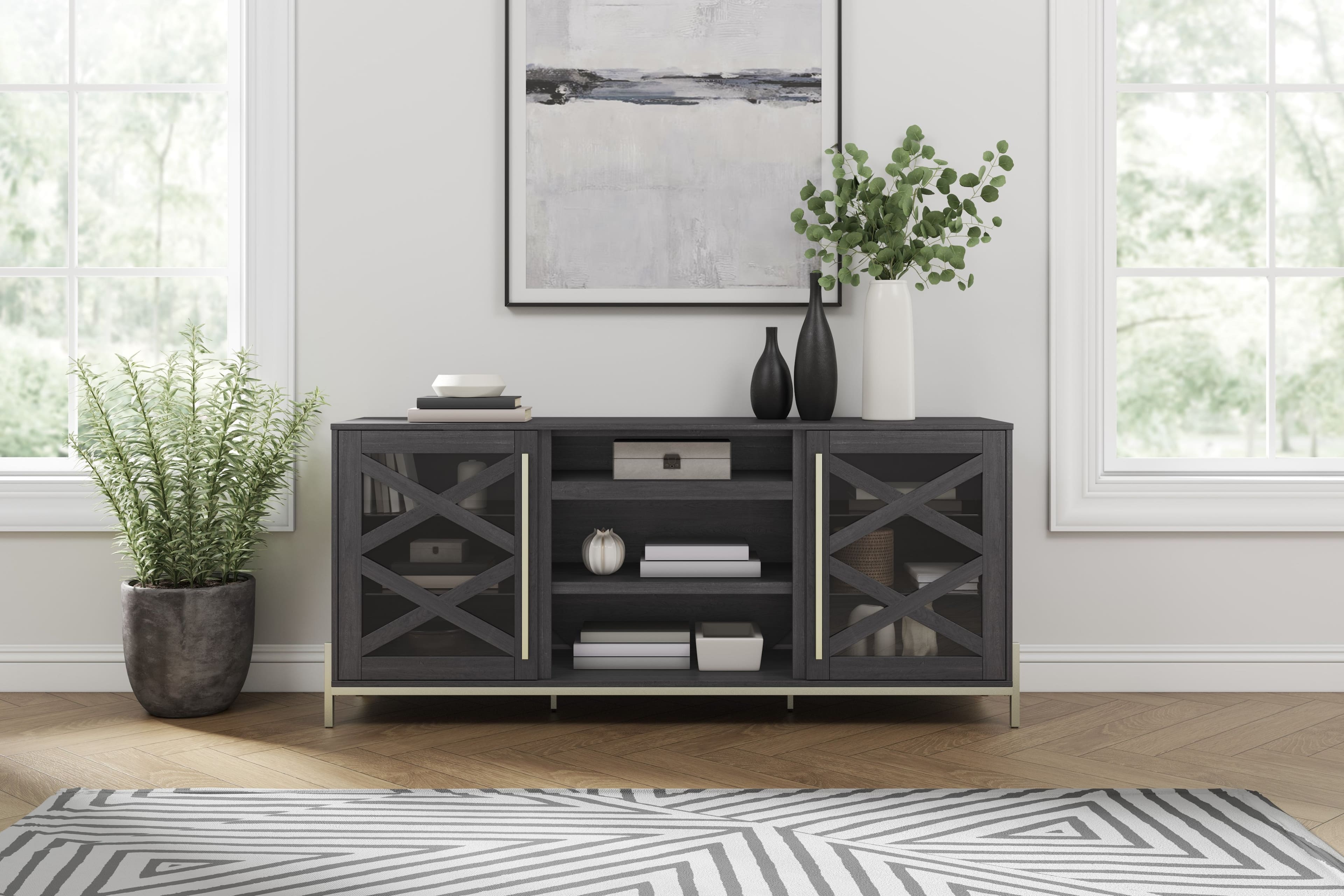 Whalen Furniture - Adelia 65in TV Console - Dark Steel Gray - Image 4
