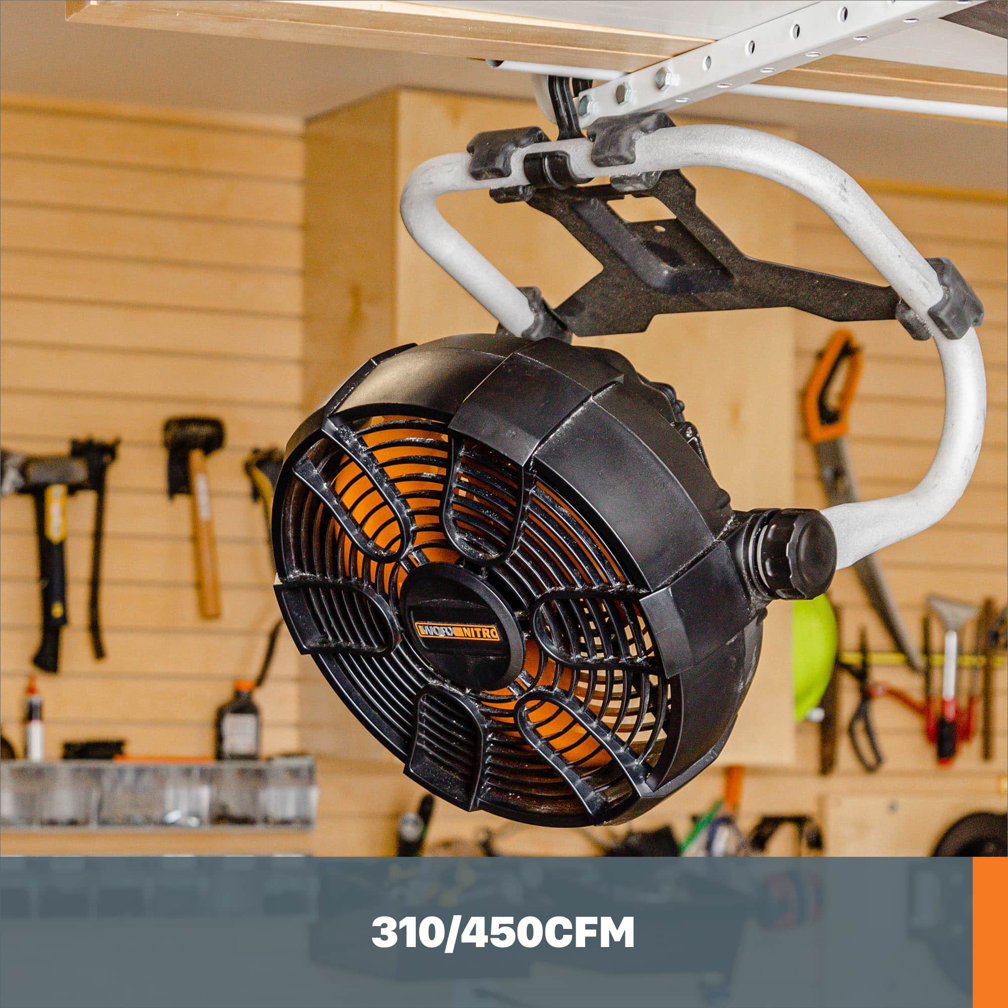 WORX - Nitro 20V Power Share Cordless 9" Work Fan with Battery and Charger - Black - Image 13