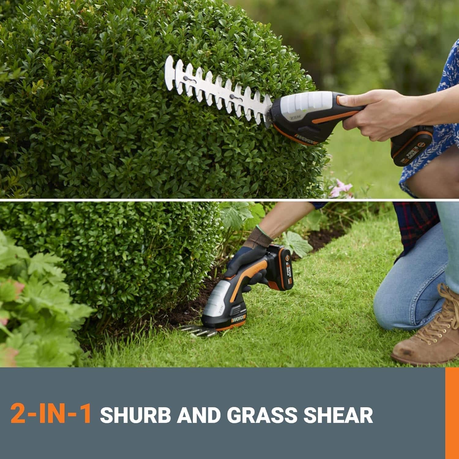 WORX - 20V Power Share Cordless 8" 2-in-1 Hedge Trimmer - Black - Image 2